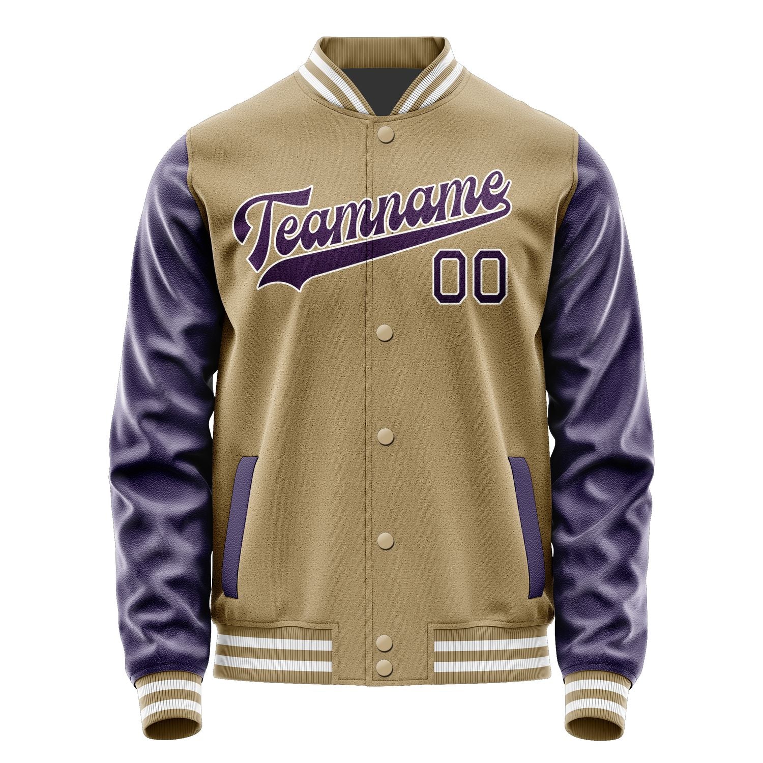 Custom Light Khaki Purple Jacket JA2525072518B31807