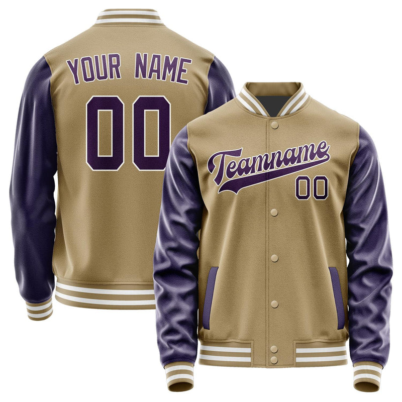 Custom Light Khaki Purple Jacket JA2525072518B31807