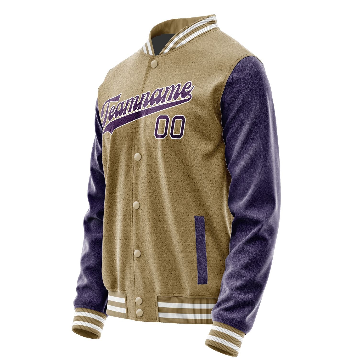 Custom Light Khaki Purple Jacket JA2525072518B31807