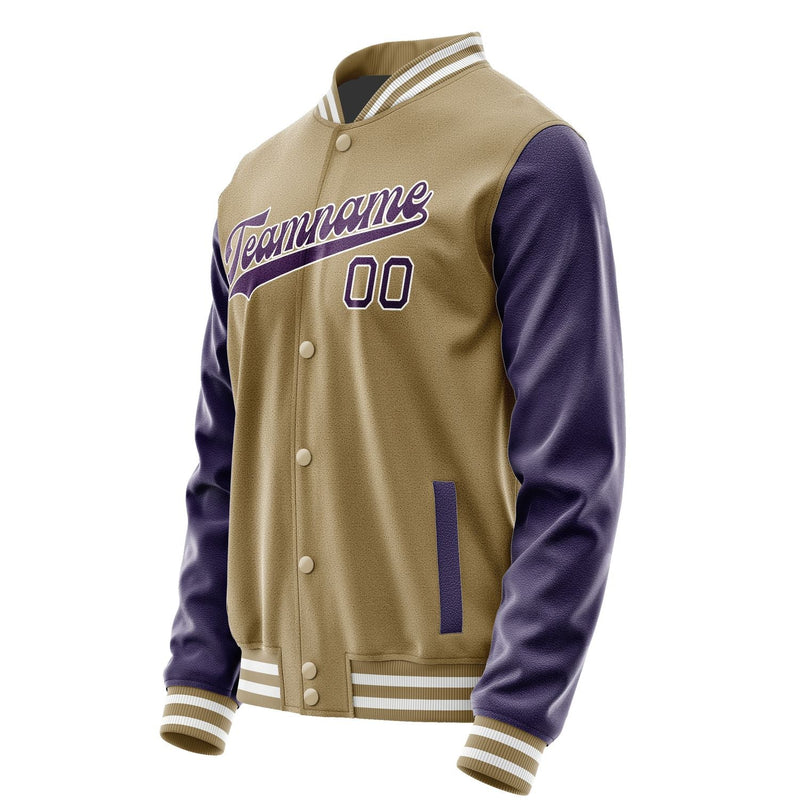 Custom Light Khaki Purple Jacket JA2525072518B31807