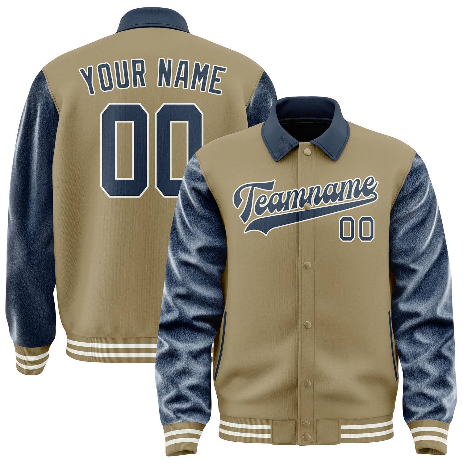 Custom Light Khaki Blue Jacket