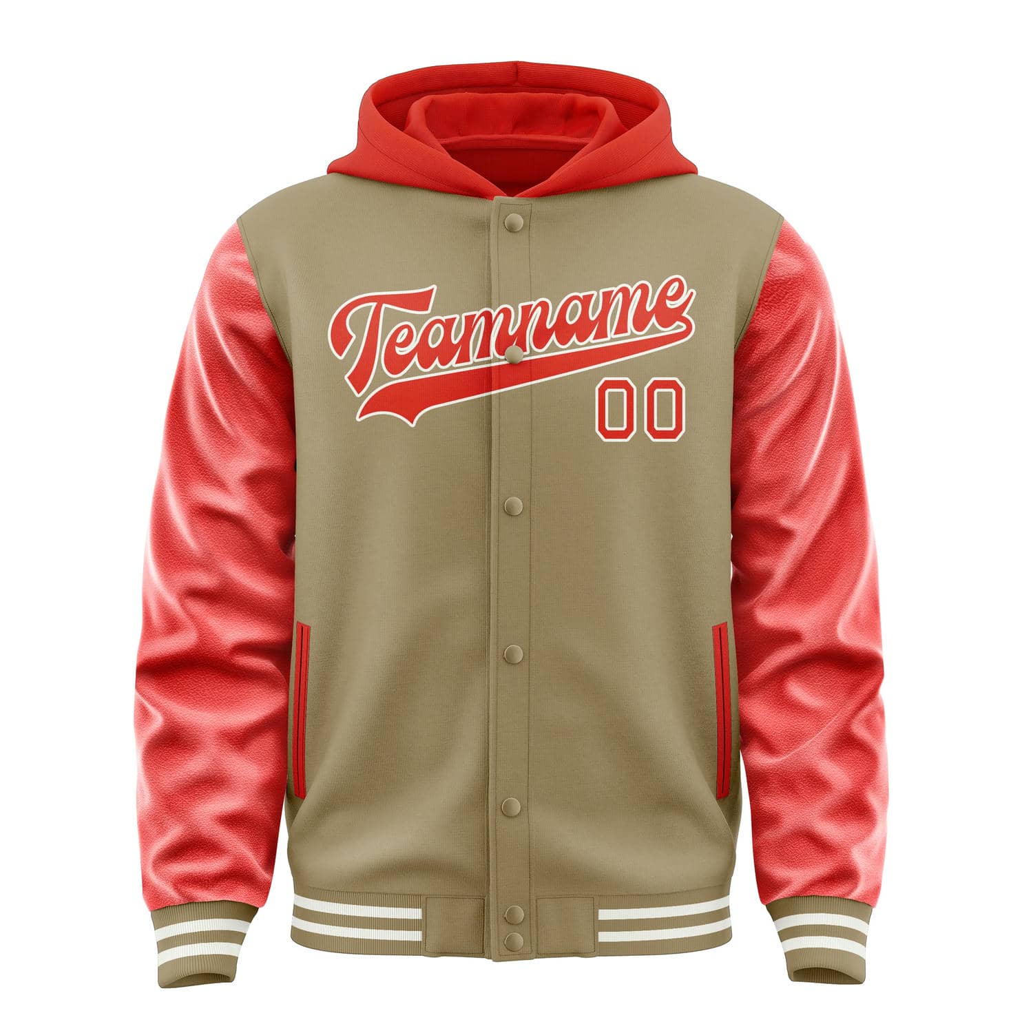 Custom Light Khaki Orange Red Jacket
