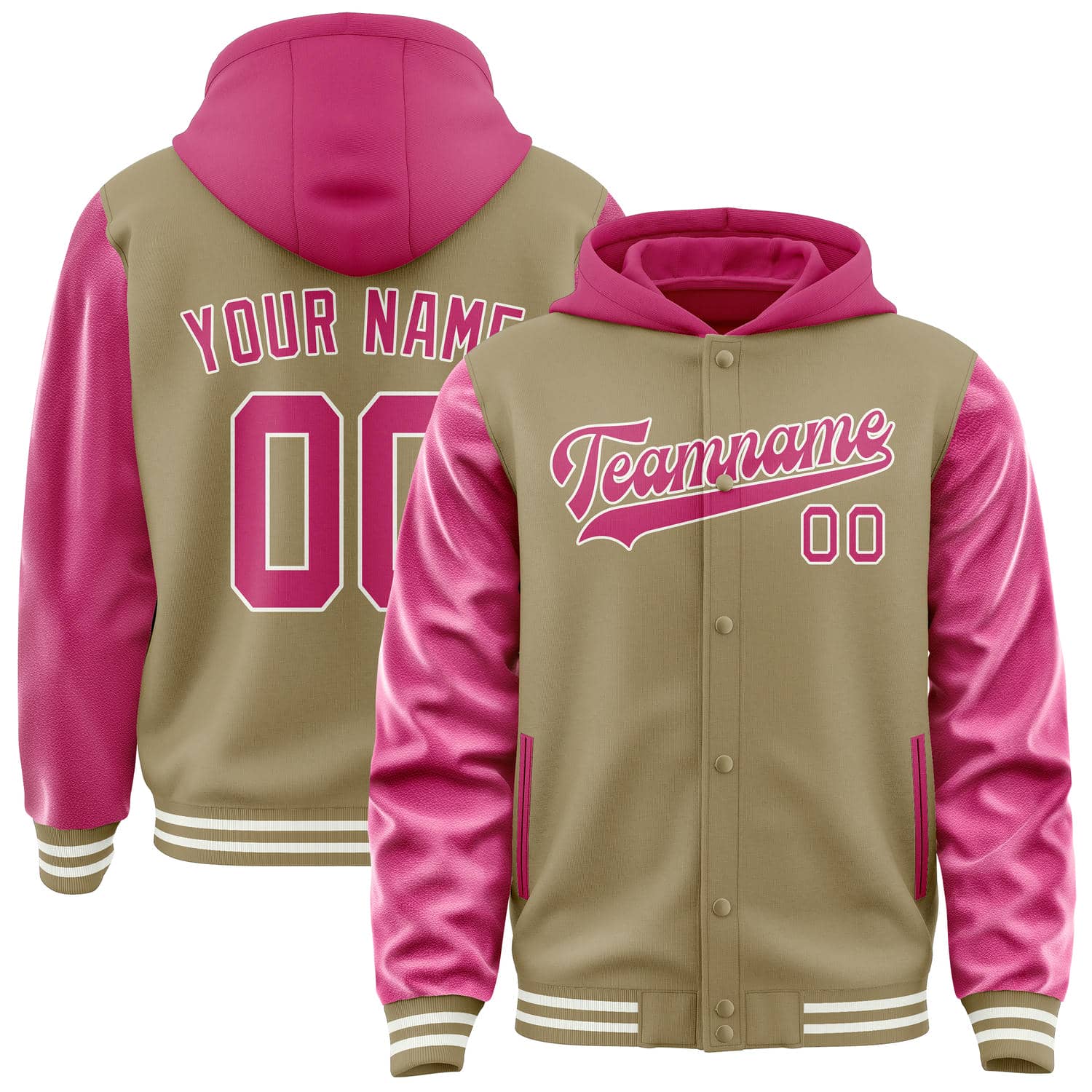 Custom Light Khaki Pink Jacket