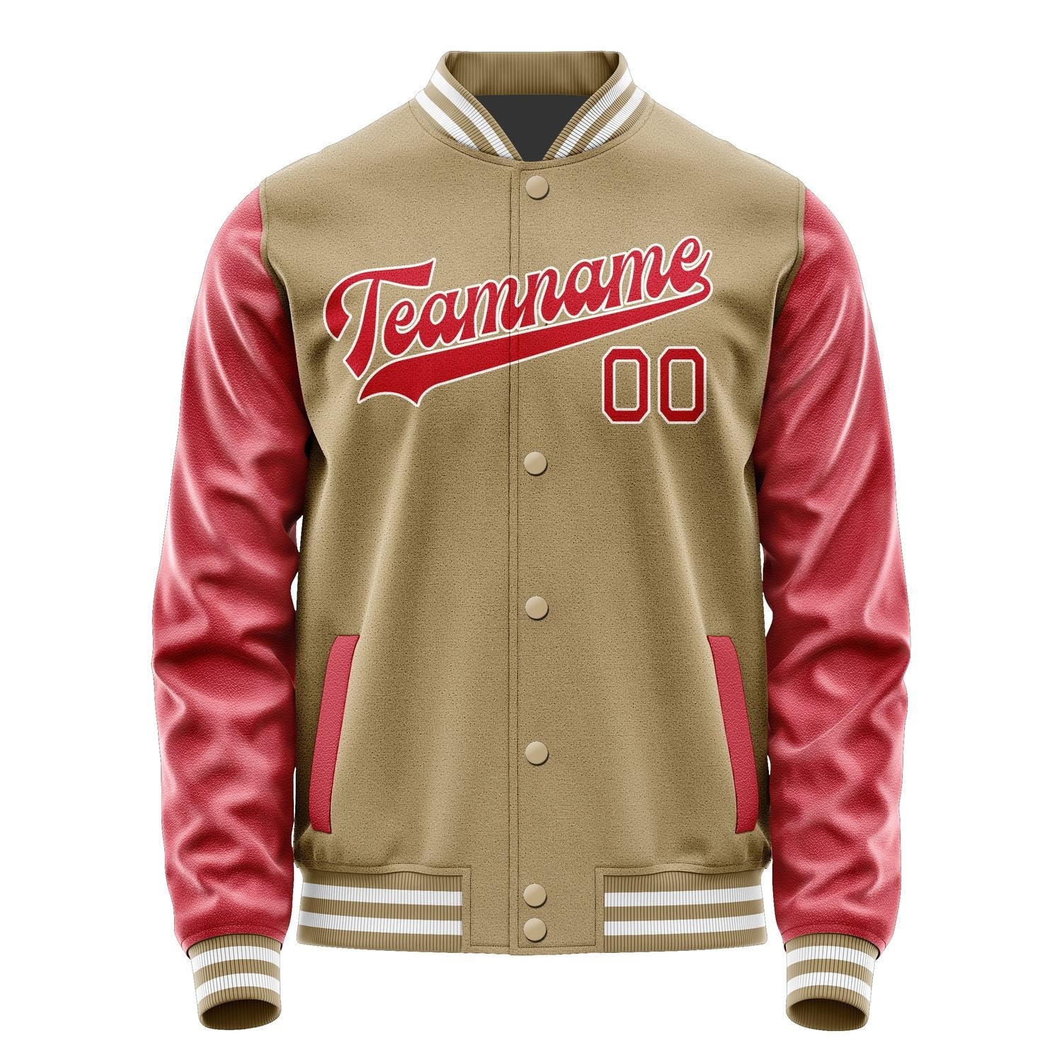 Custom Light Khaki Red Jacket JA2525142518B31814