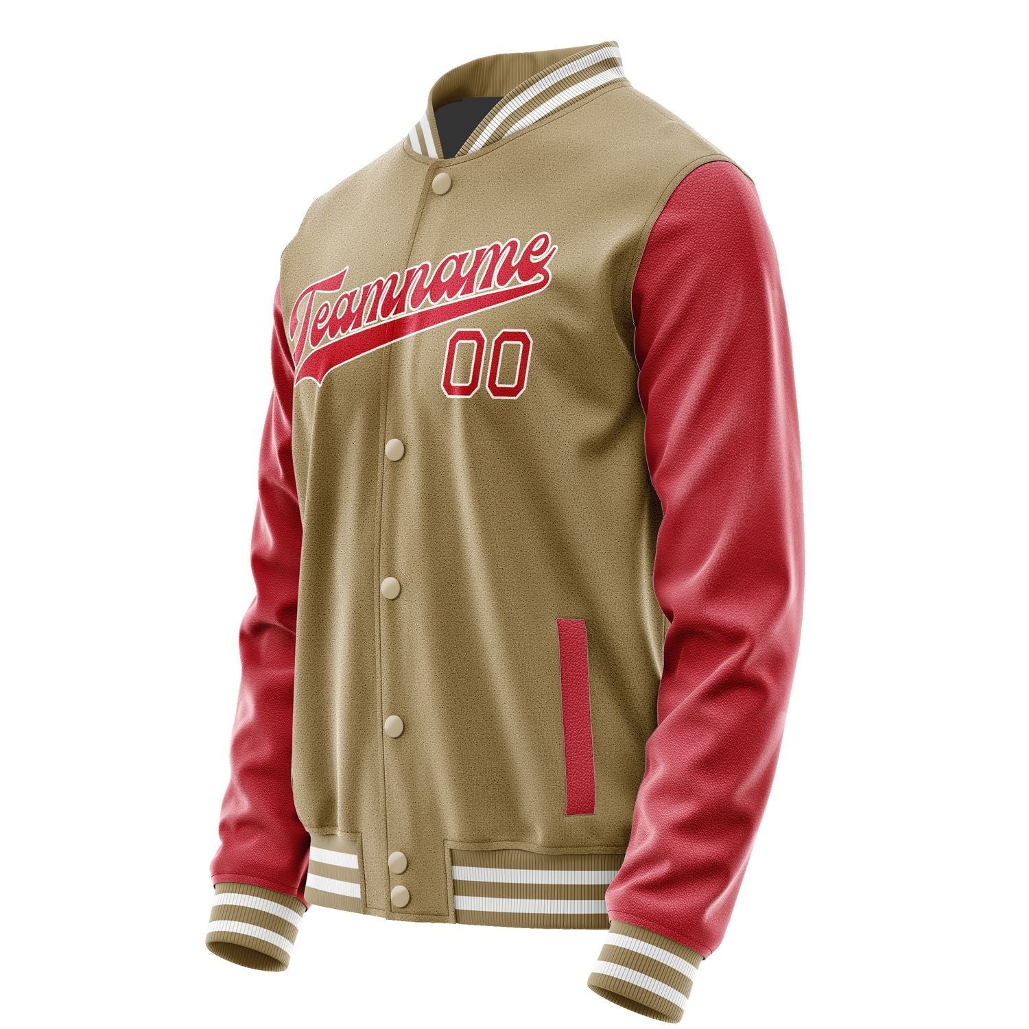 Custom Light Khaki Red Jacket JA2525142518B31814