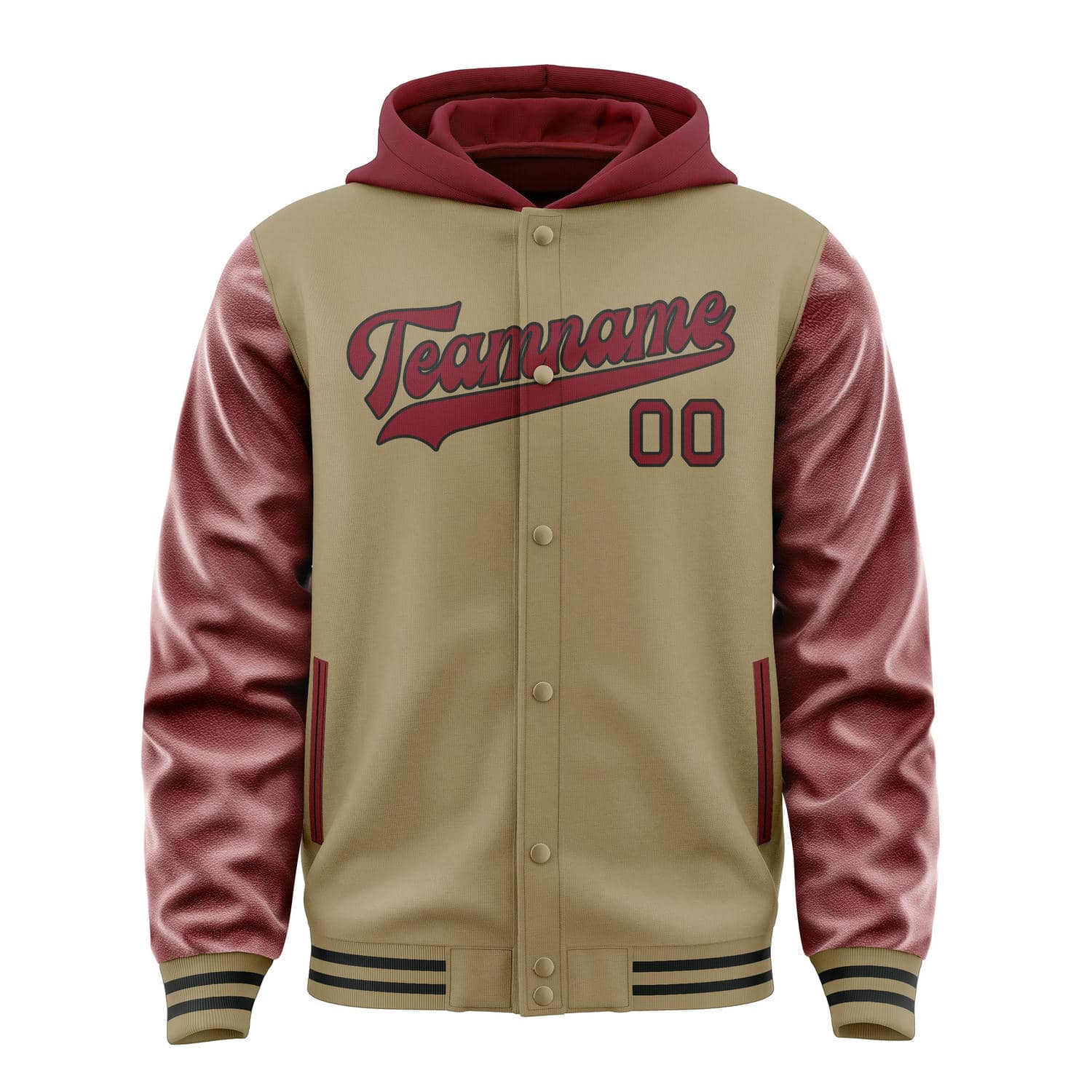 Custom Light Khaki Crimson Red Jacket