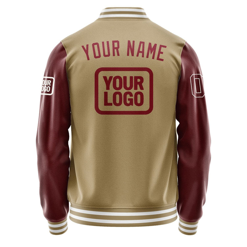 Custom Light Khaki Crimson Red Jacket JA252515251818151518
