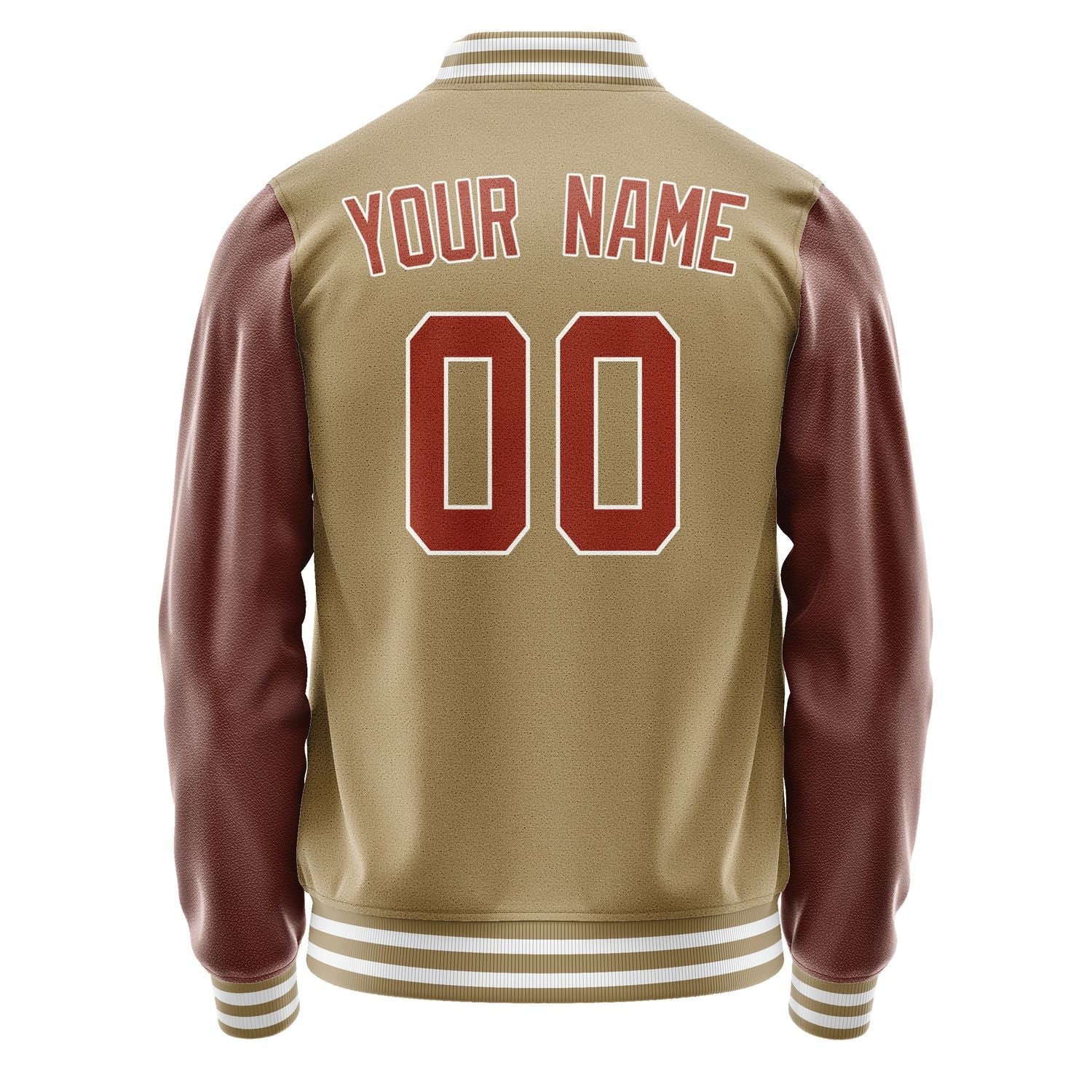 Custom Light Khaki Coral Red Jacket JA2525162518B31816