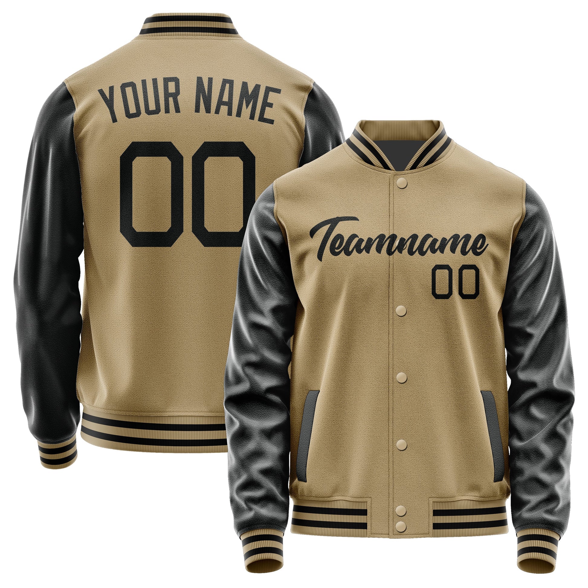 Custom Light Khaki Black Jacket JA2525172517B21717