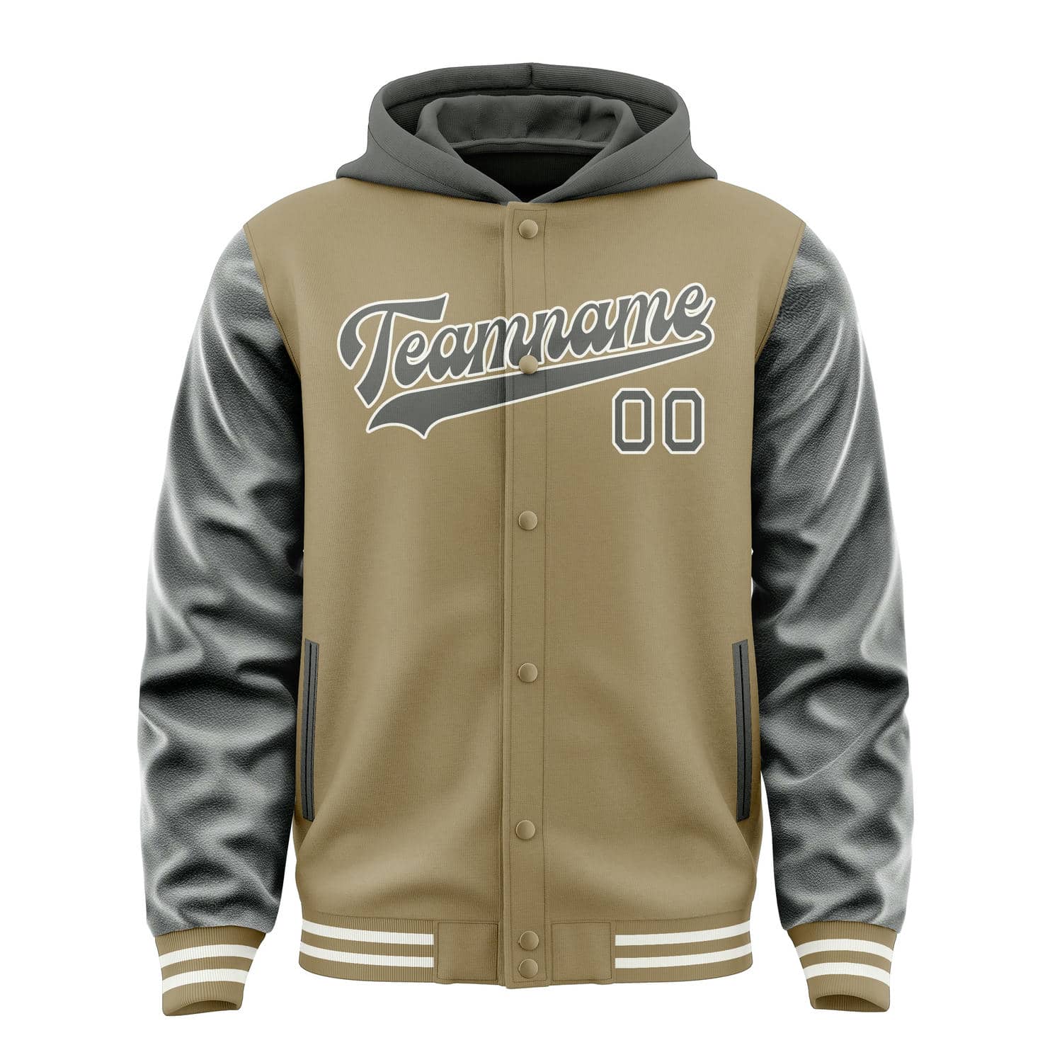 Custom Light Khaki Dark Grey Jacket