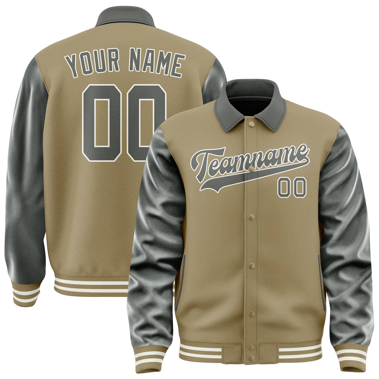Custom Light Khaki Dark Grey Jacket