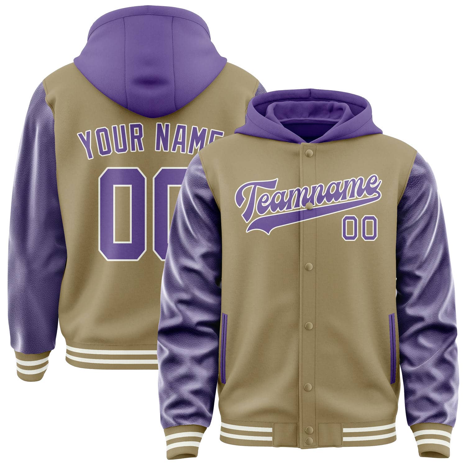 Custom Light Khaki Light Purple Jacket