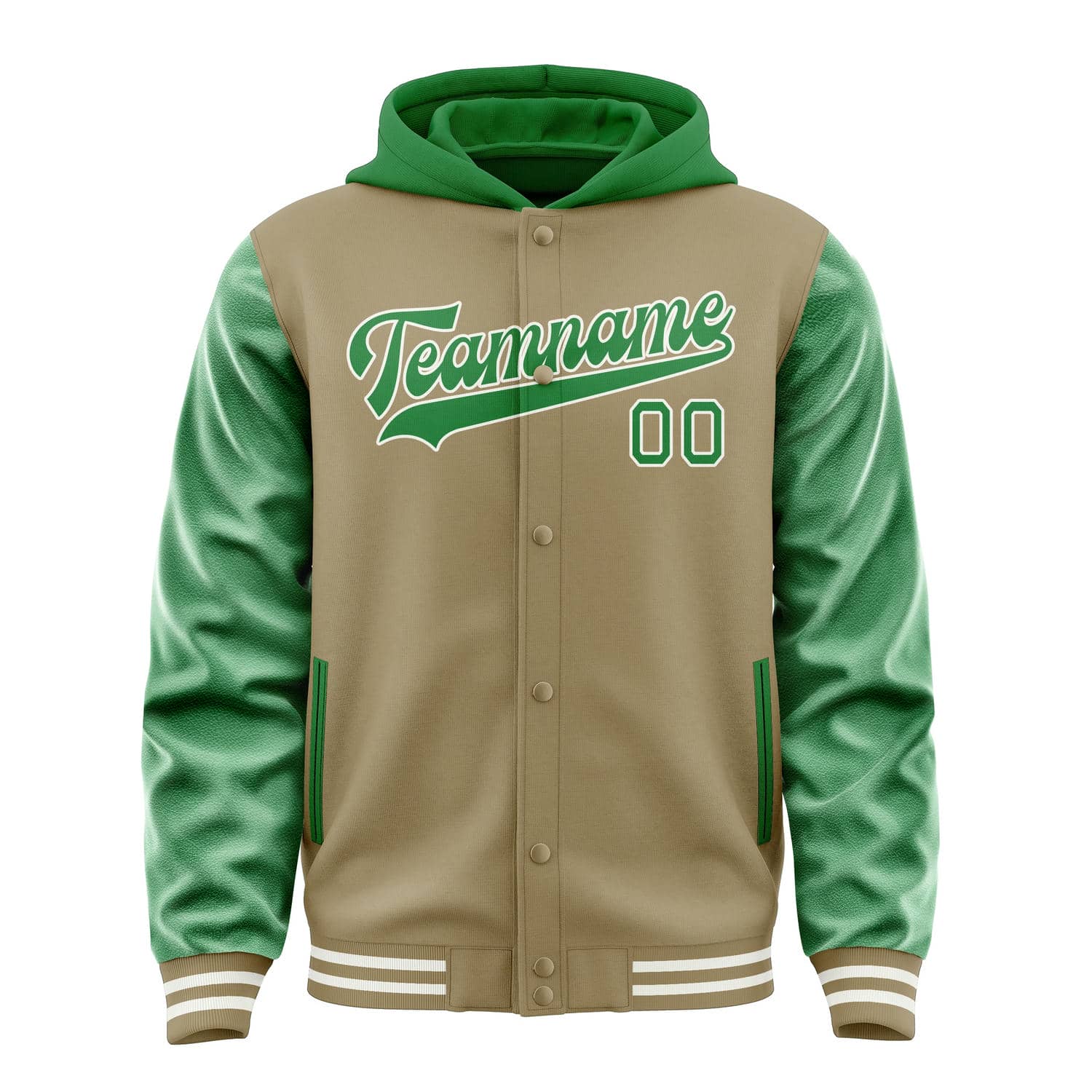 Custom Light Khaki Emerald Green Jacket