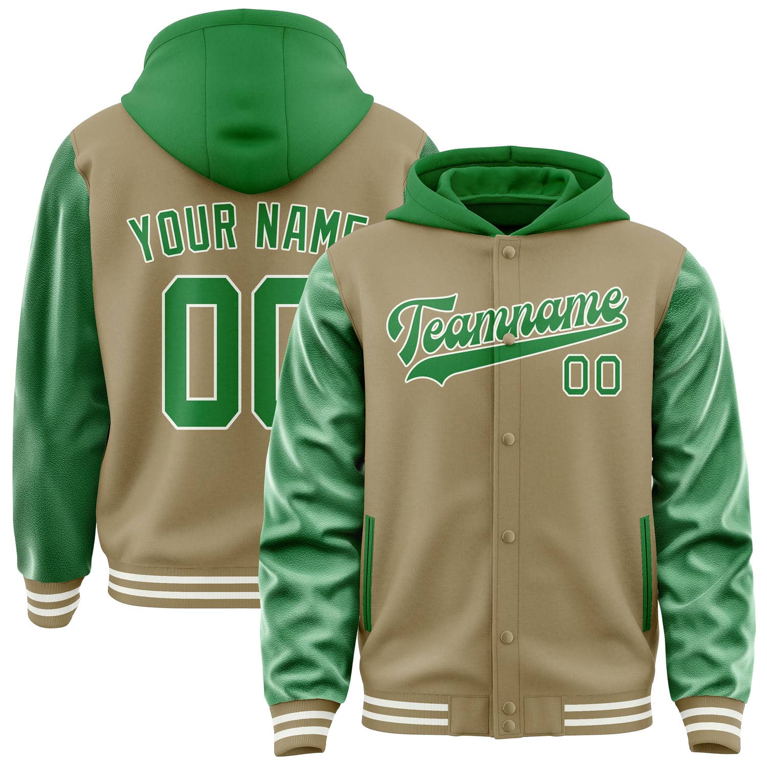 Custom Light Khaki Emerald Green Jacket