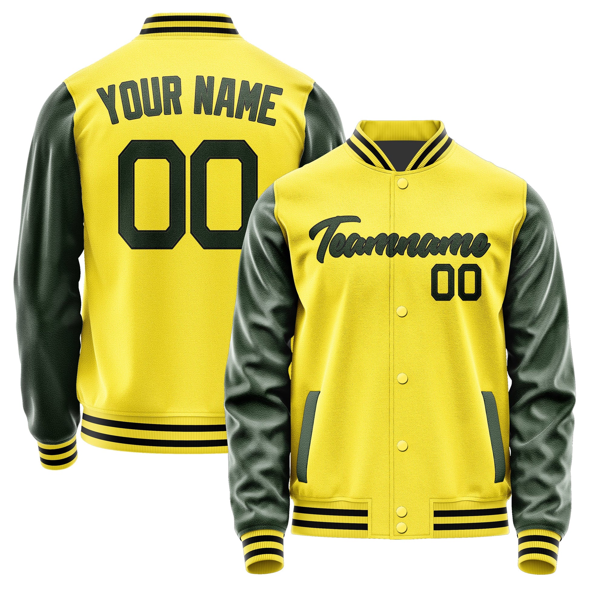 Custom Light Yellow Dark Green Jacket JA2626062617B21706