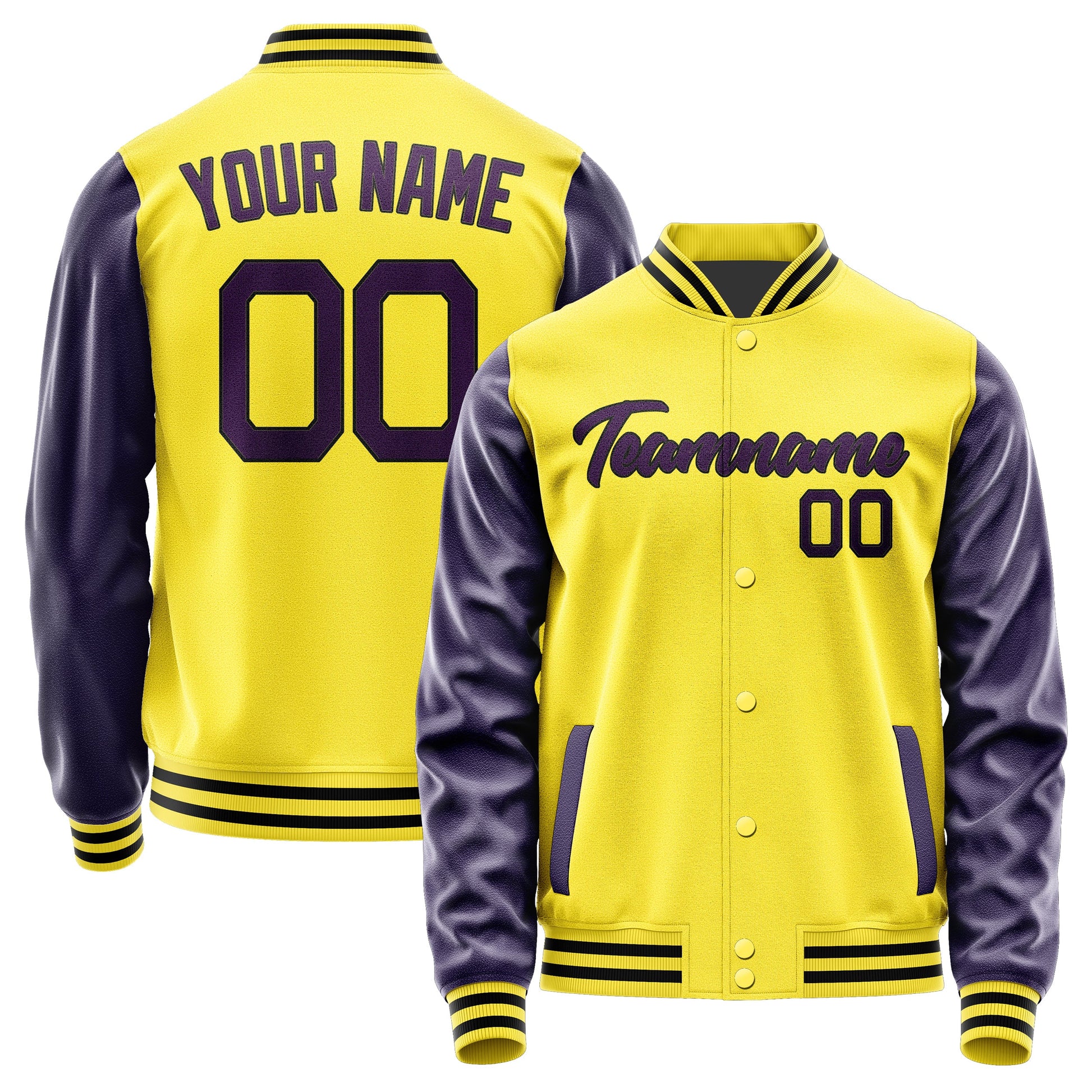 Custom Light Yellow Purple Jacket JA2626072617B21707