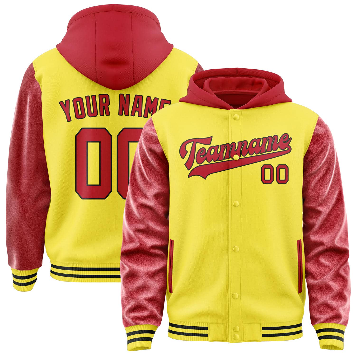 Custom Light Yellow Red Jacket