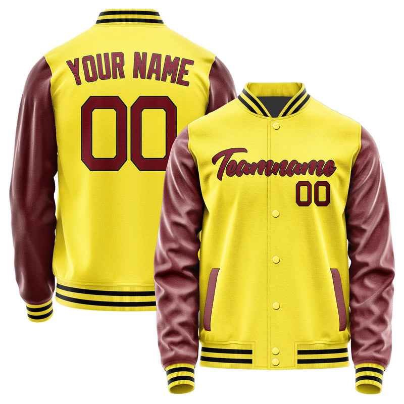 Custom Light Yellow Crimson Red Jacket JA2626152617B21715