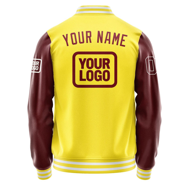 Custom Light Yellow Crimson Red Jacket JA262615261818151518