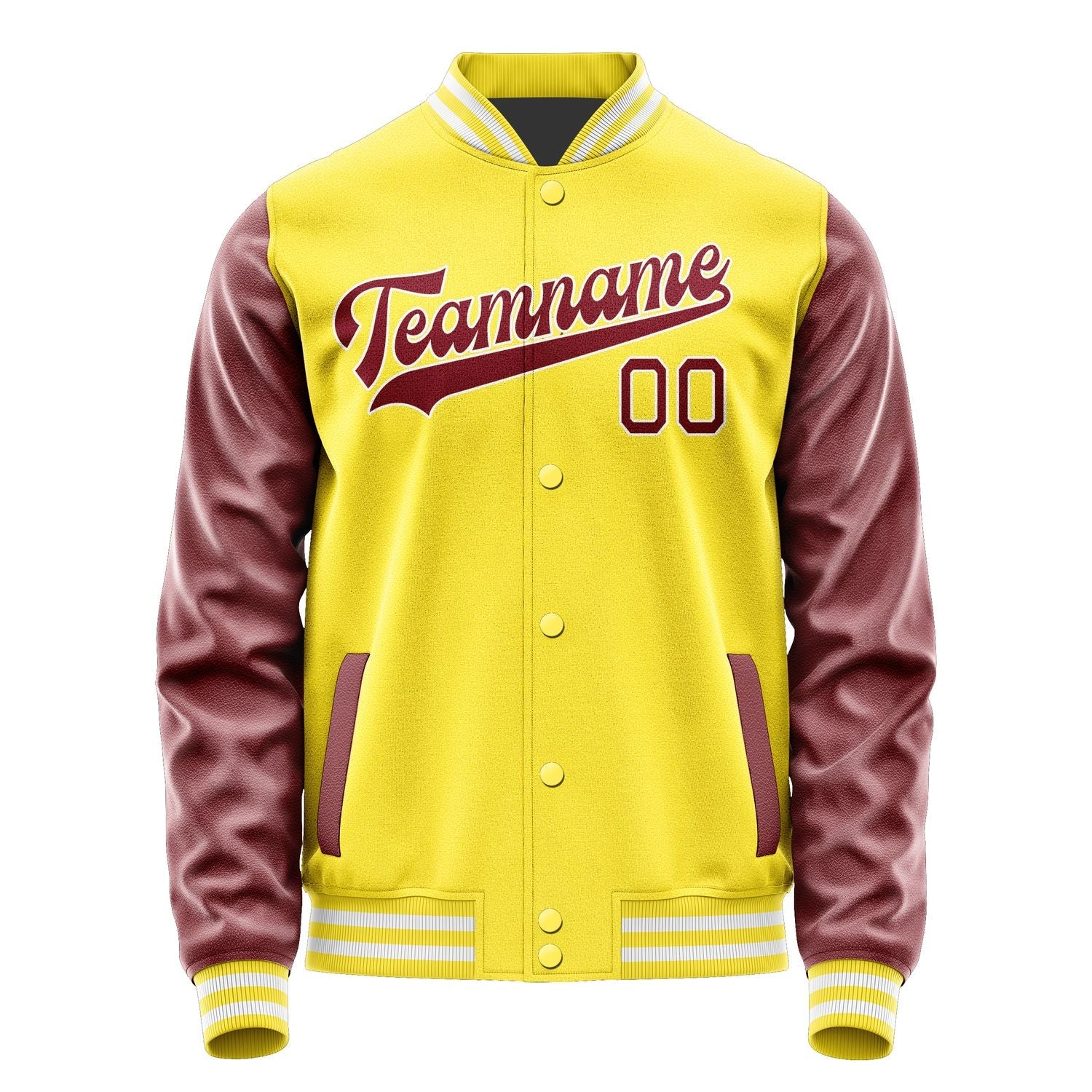 Custom Light Yellow Crimson Red Jacket JA2626152618B31815