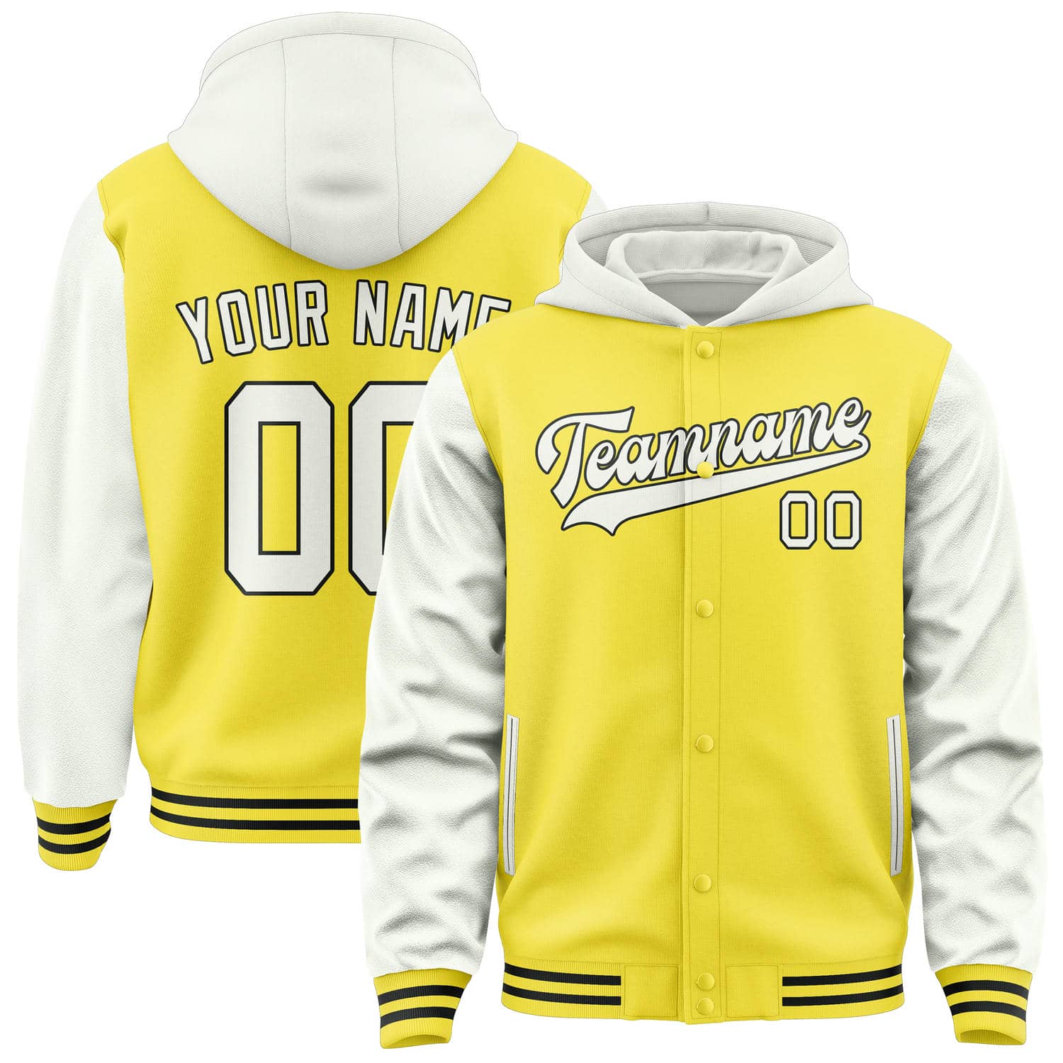 Custom Light Yellow White Jacket