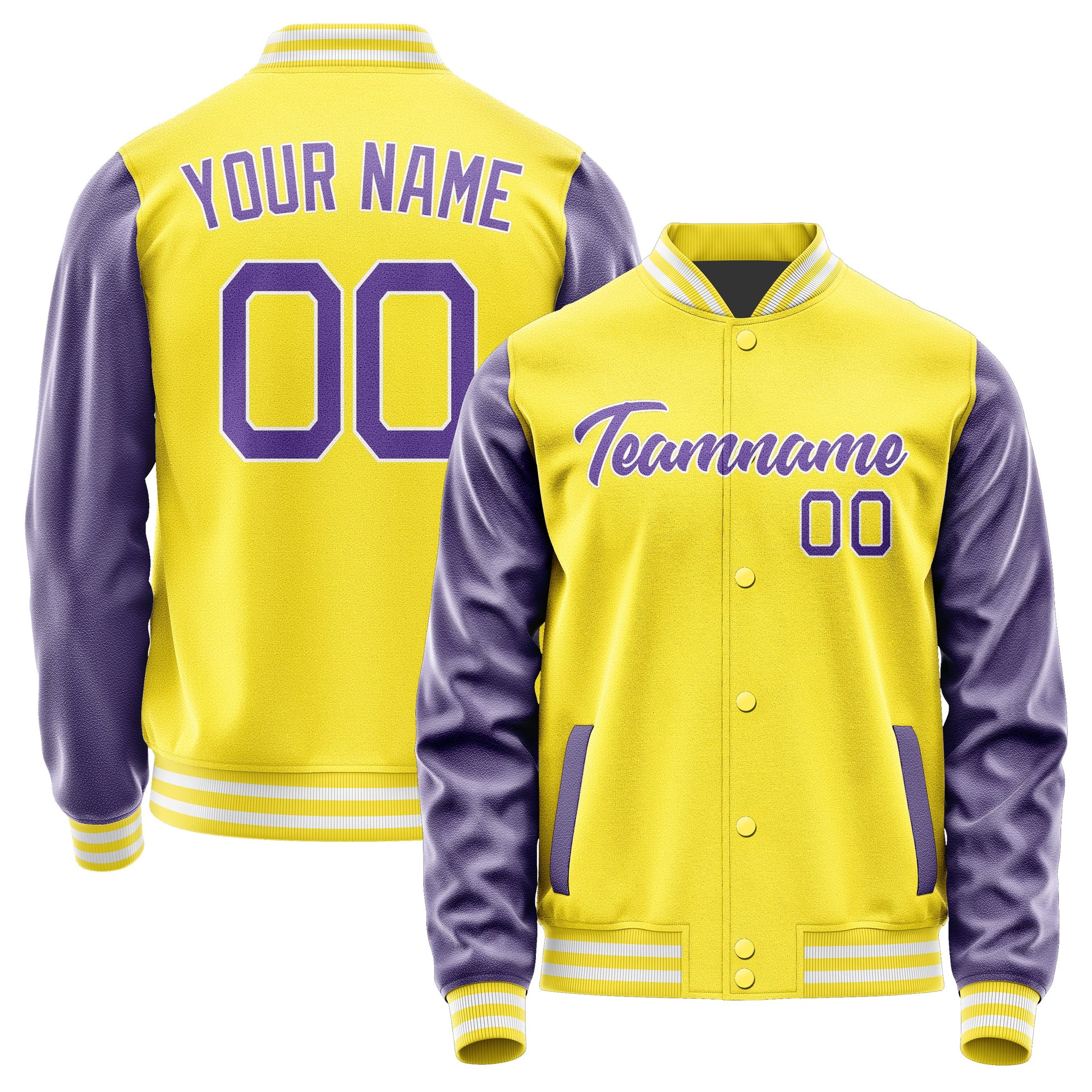 Custom Light Yellow Light Purple Jacket JA2626232618B21823