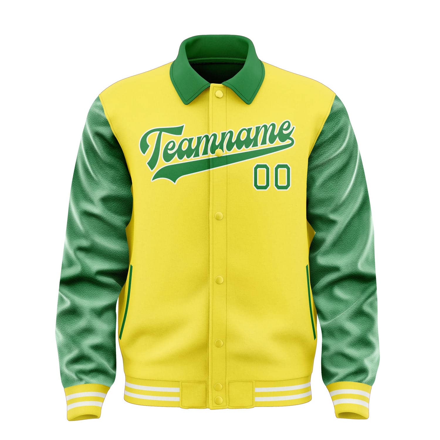 Custom Light Yellow Emerald Green Jacket