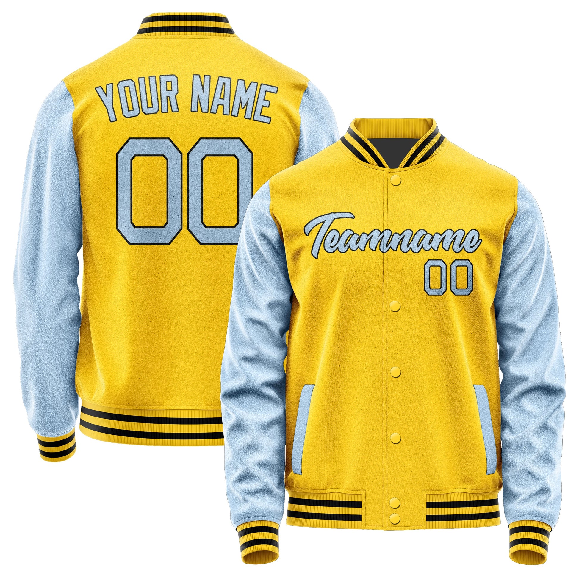 Custom Gold Light Blue Jacket JA3030083017B21708