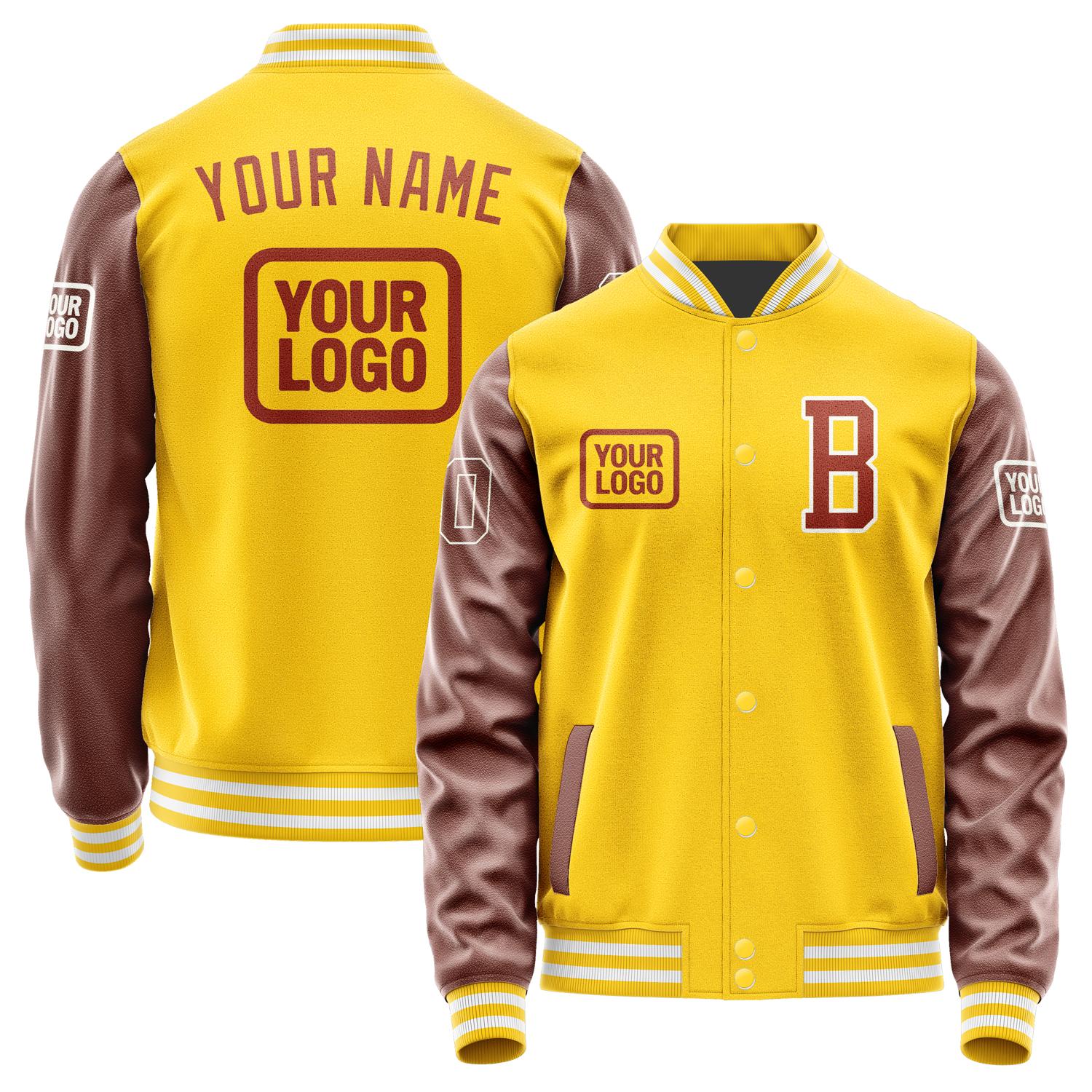 Custom Gold Coral Red Jacket JA303016301818161618