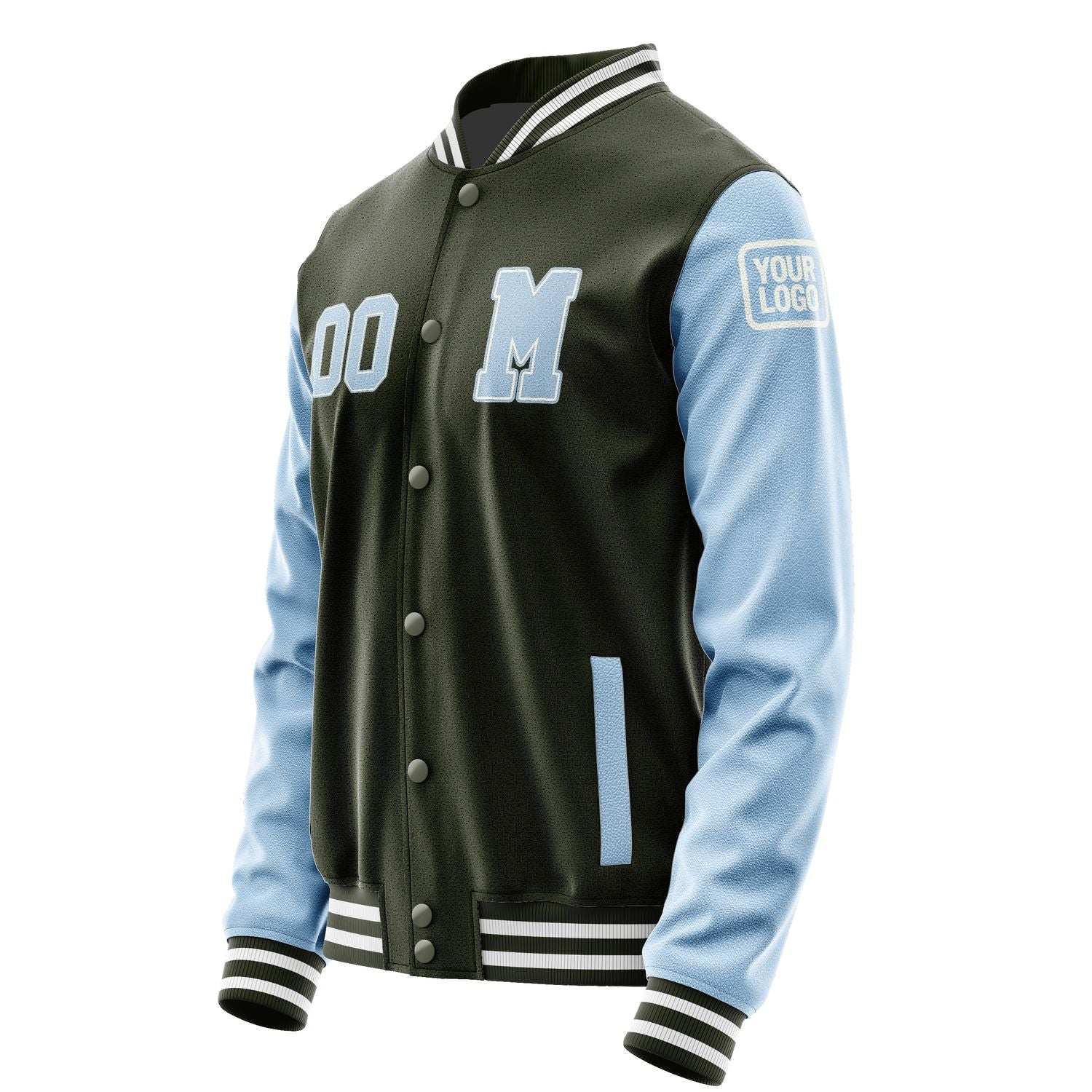 Custom Olive Light Blue Jacket Jb0202080218081818