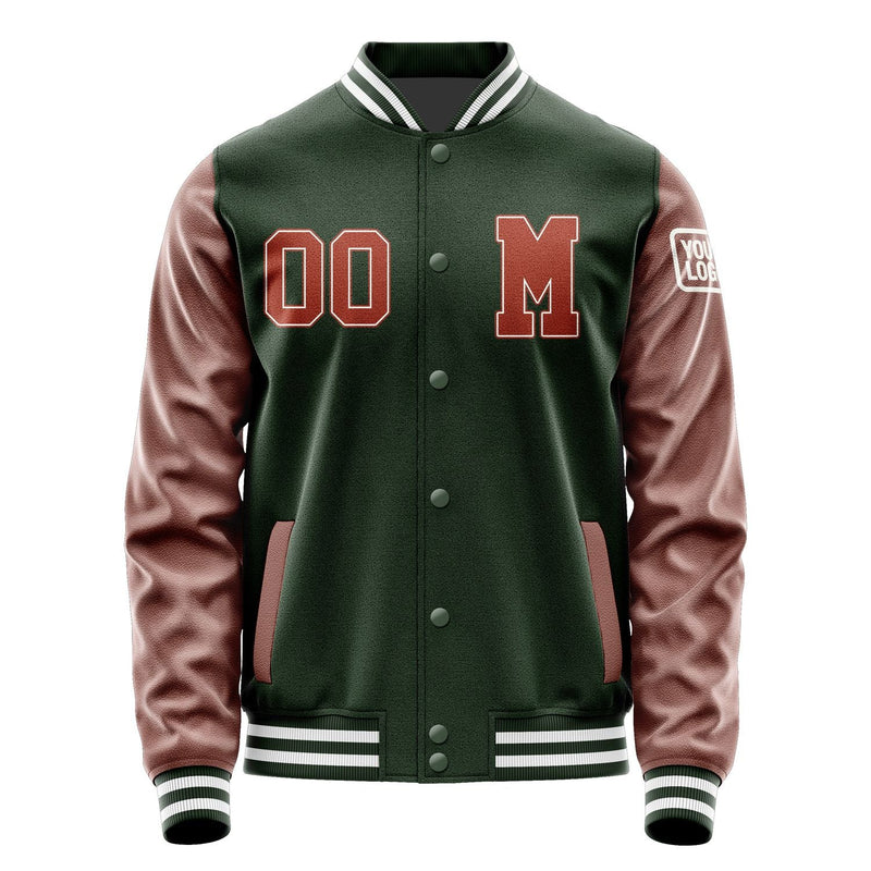 Custom Dark Green Coral Red Jacket Jb0606160618161818