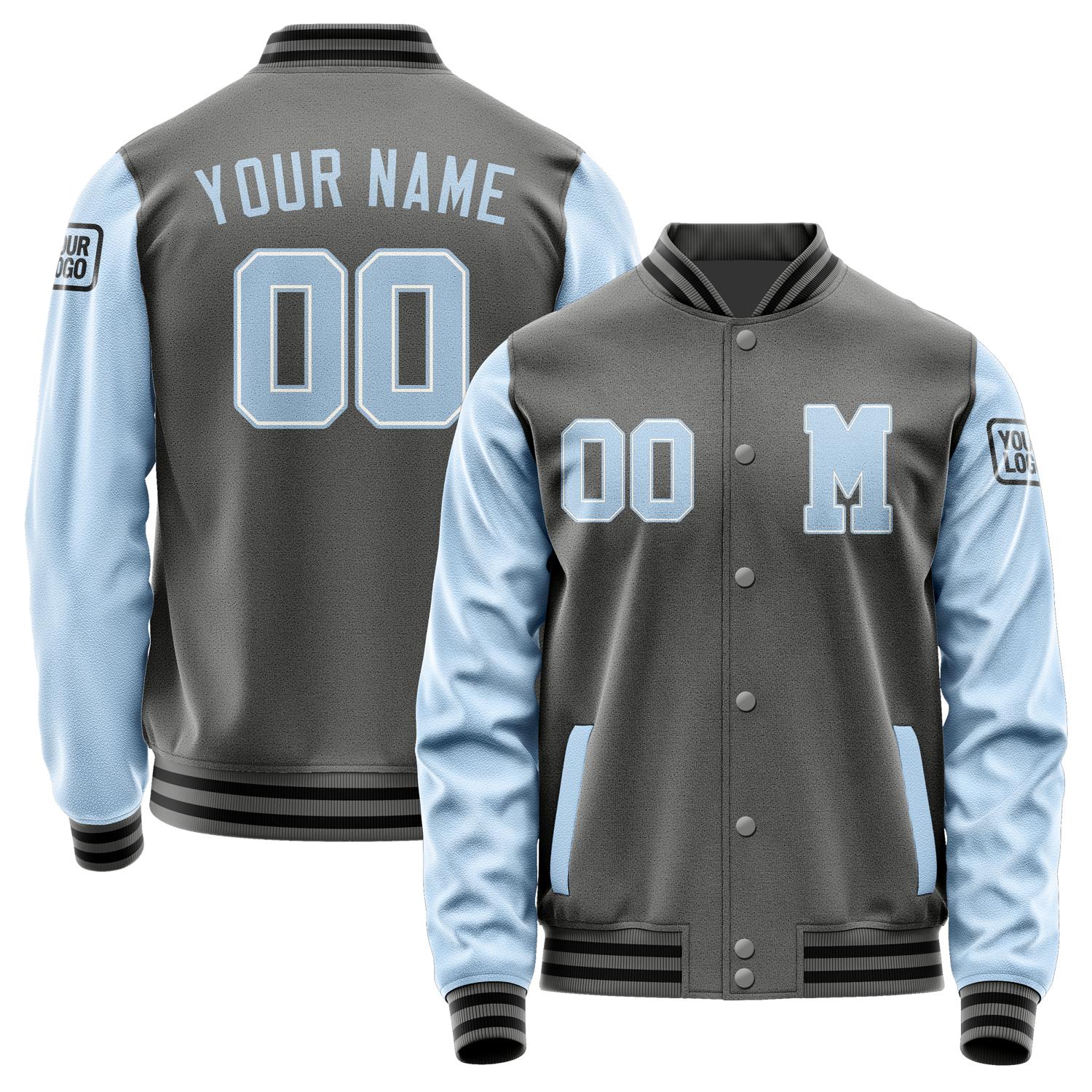 Custom Dark Grey Light Blue Jacket Jb2020082017081817
