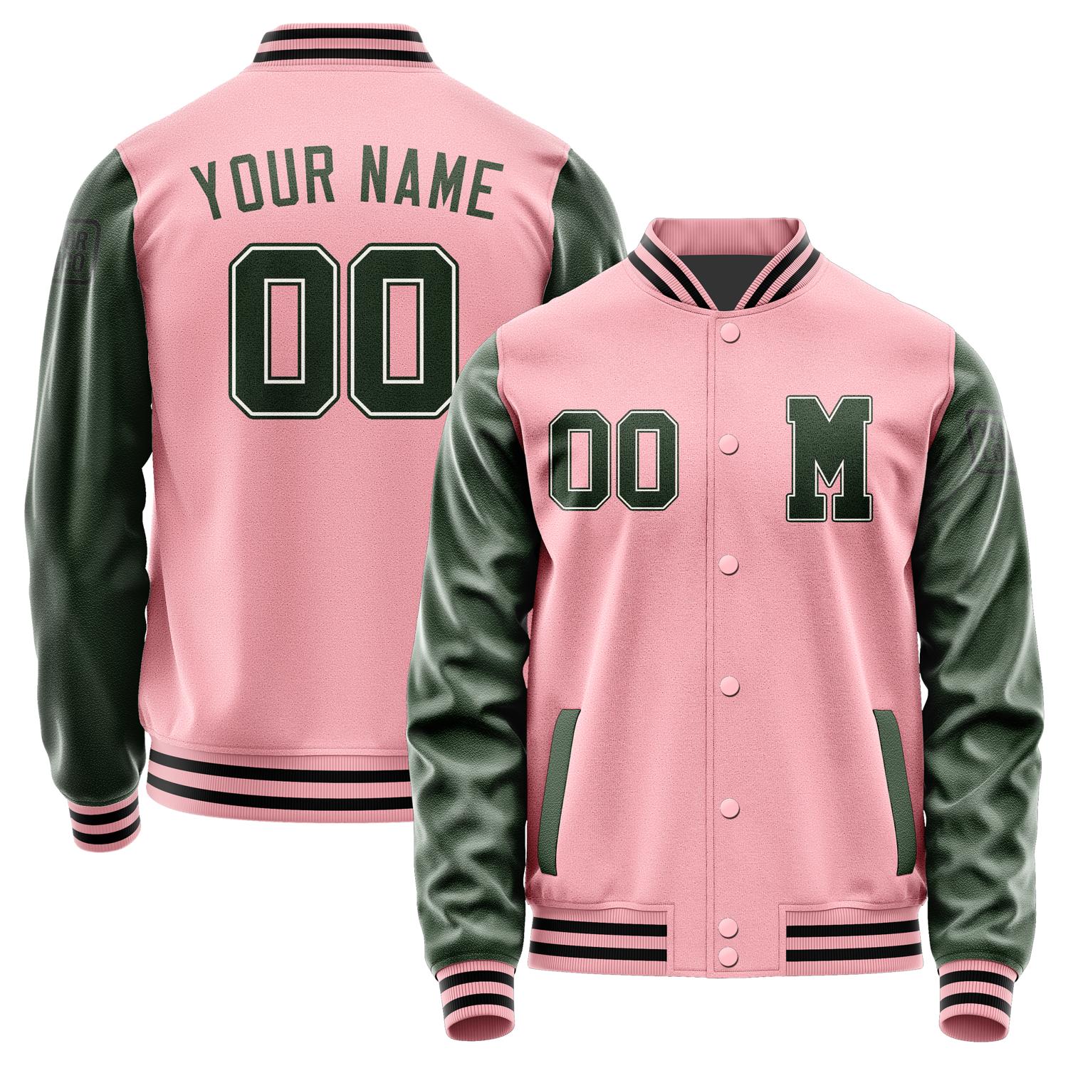 Custom Light Pink Dark Green Jacket Jb2121062117061817