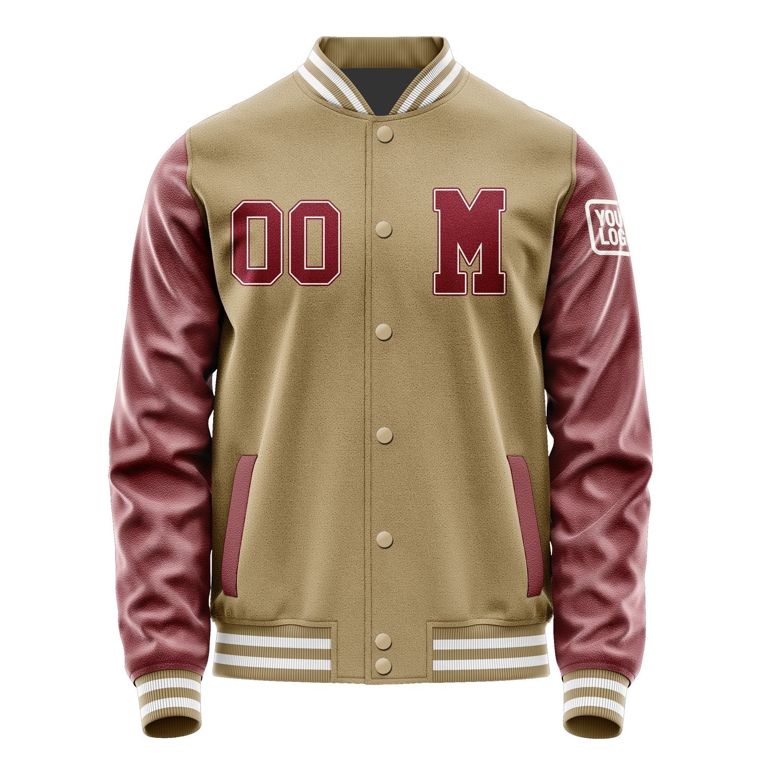 Custom Light Khaki Crimson Red Jacket Jb2525152518151818