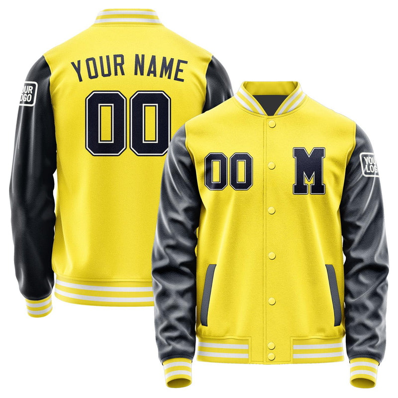 Custom Light Yellow Navy Jacket Jb2626112618111818