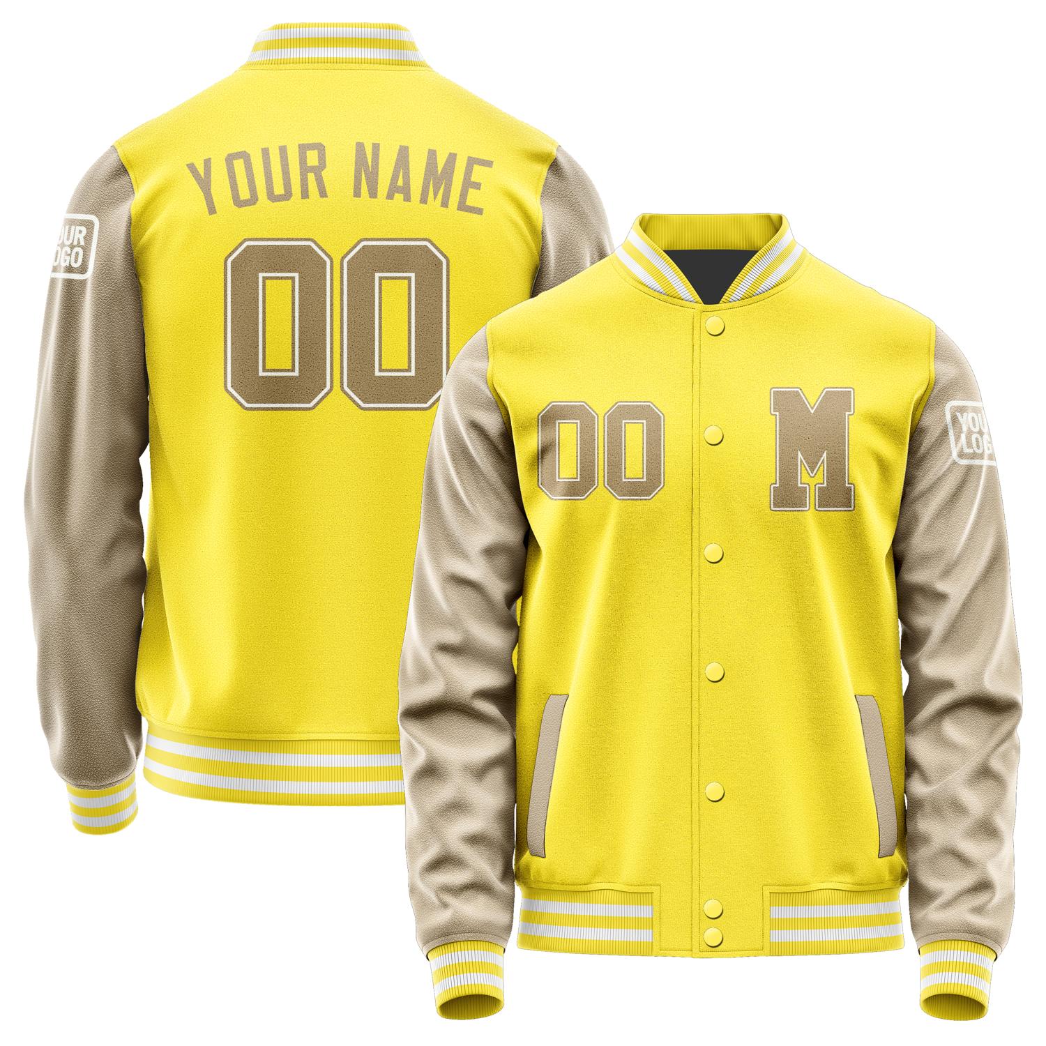 Custom Light Yellow Light Khaki Jacket Jb2626252618251818