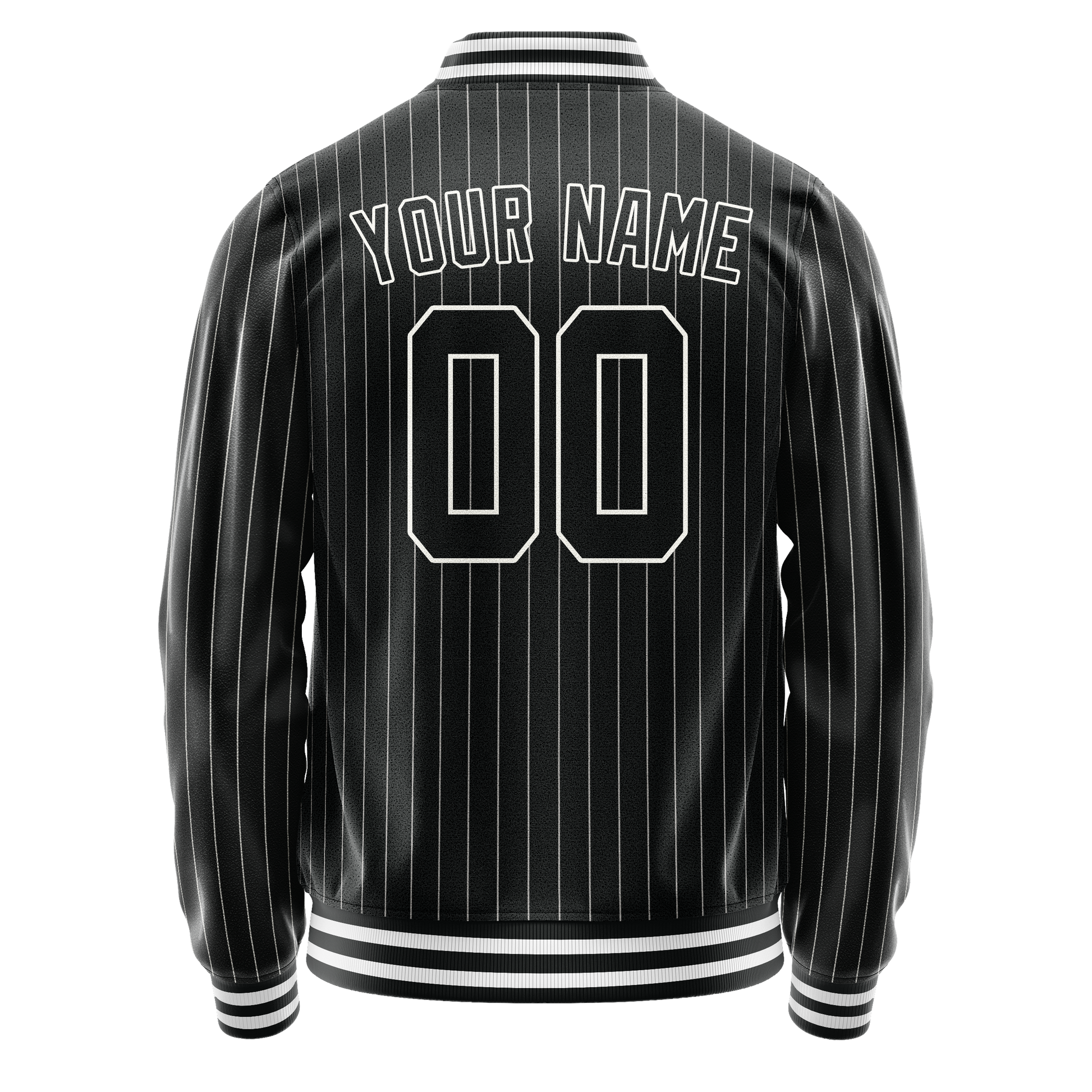 Custom Black White Gray Pinstripe Varsity Letterman Jacket JA02240617HF059