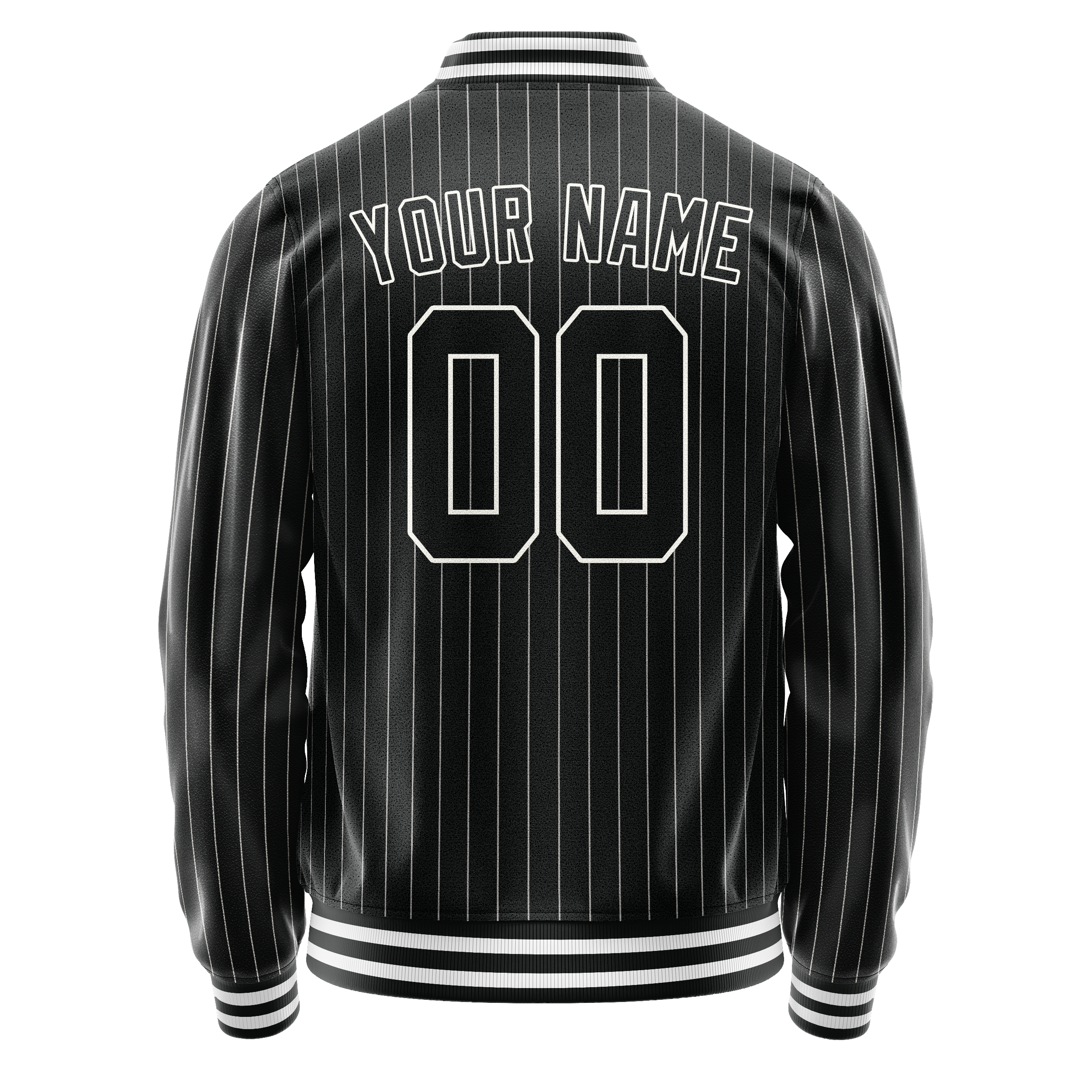 Custom Black White Gray Pinstripe Varsity Letterman Jacket JA02240617HF059