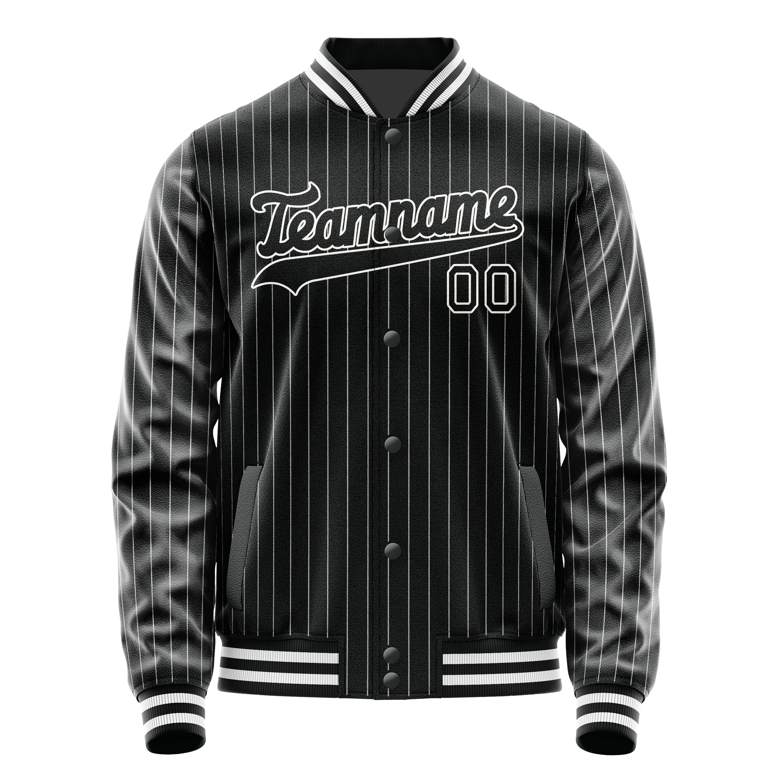 Custom Black White Gray Pinstripe Varsity Letterman Jacket JA02240617HF059