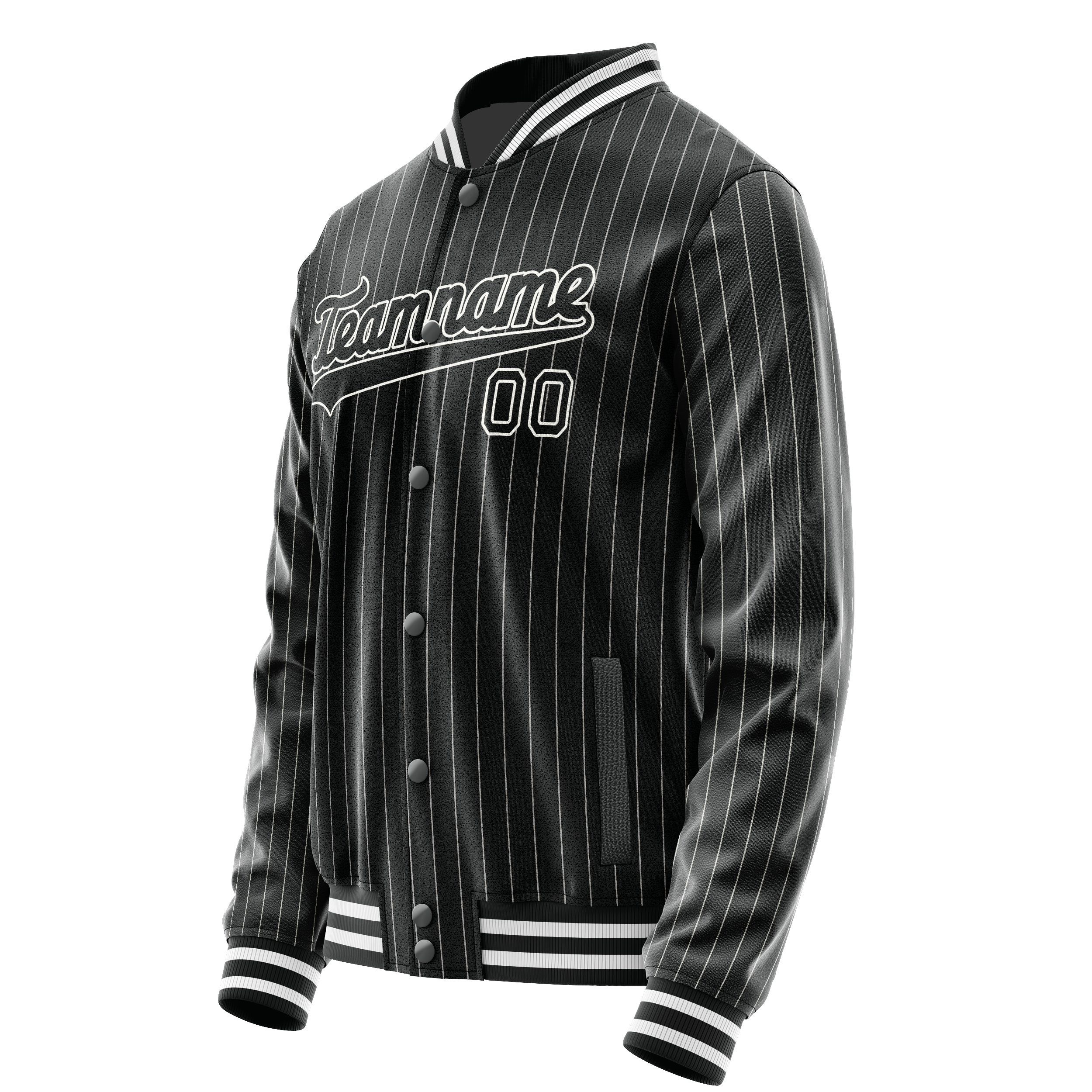 Custom Black White Gray Pinstripe Varsity Letterman Jacket JA02240617HF059