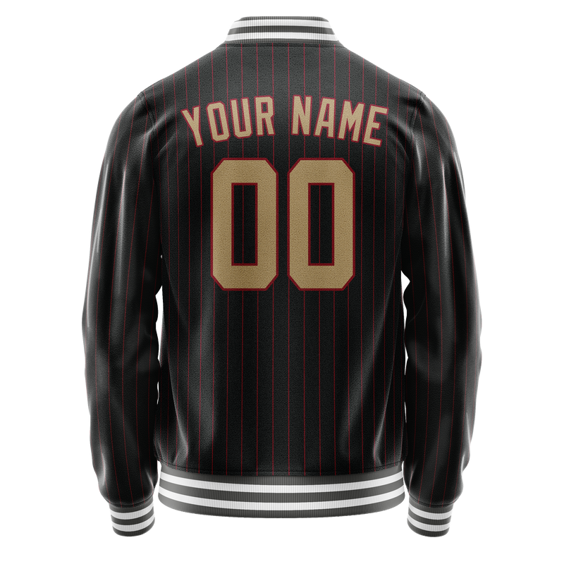 Custom Black Cream Solid Color Varsity Letterman Jacket JA02240617HF034