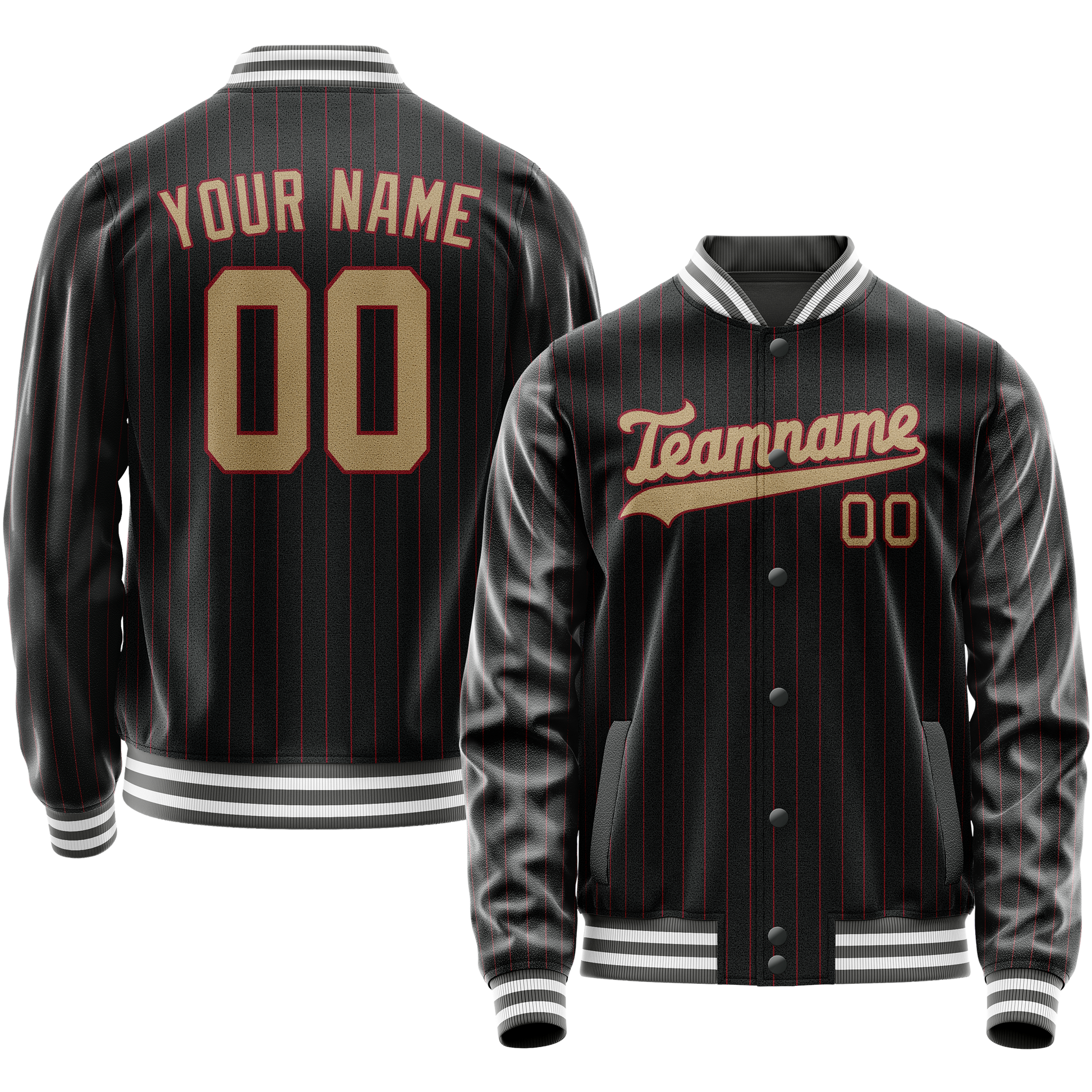 Custom Black Cream Solid Color Varsity Letterman Jacket JA02240617HF034