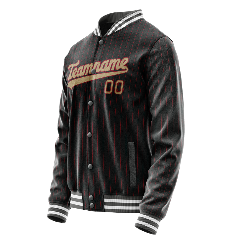Custom Black Cream Solid Color Varsity Letterman Jacket JA02240617HF034