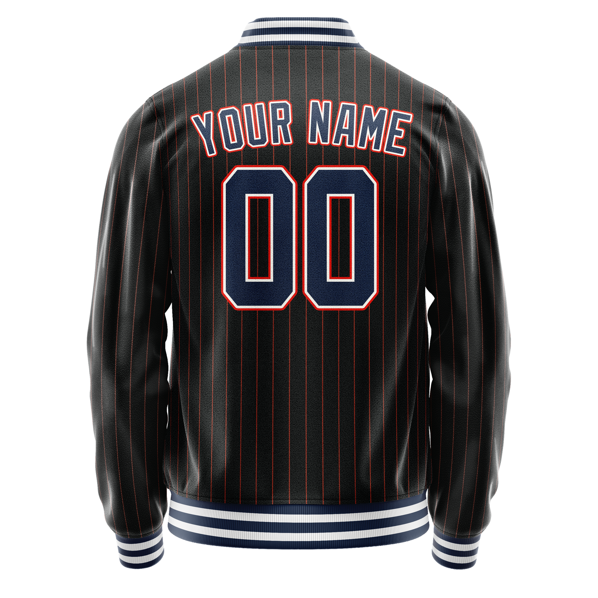 Custom Black Royal Orange Pinstripe Varsity Letterman Jacket JA02240617HF035