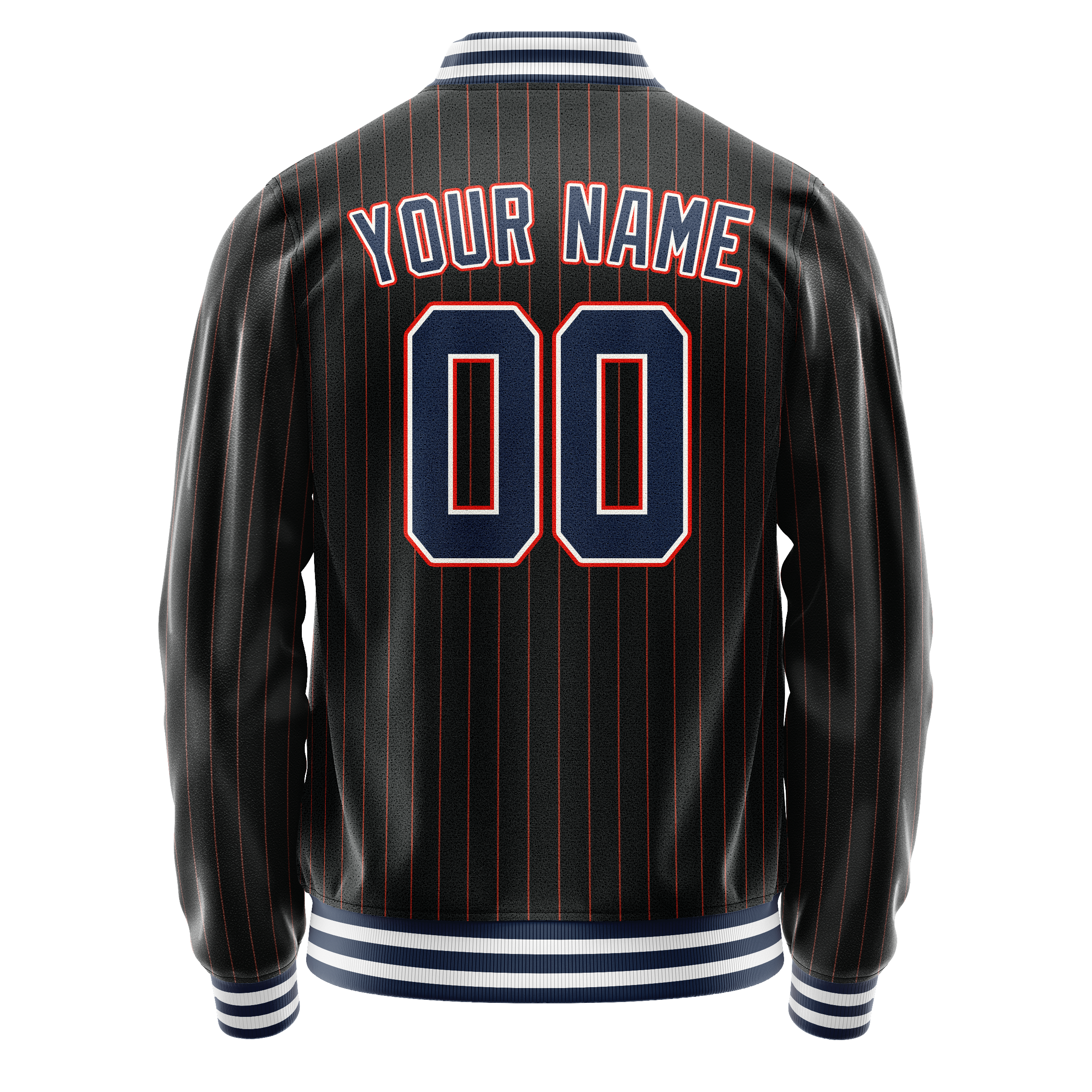 Custom Black Royal Orange Pinstripe Varsity Letterman Jacket JA02240617HF035