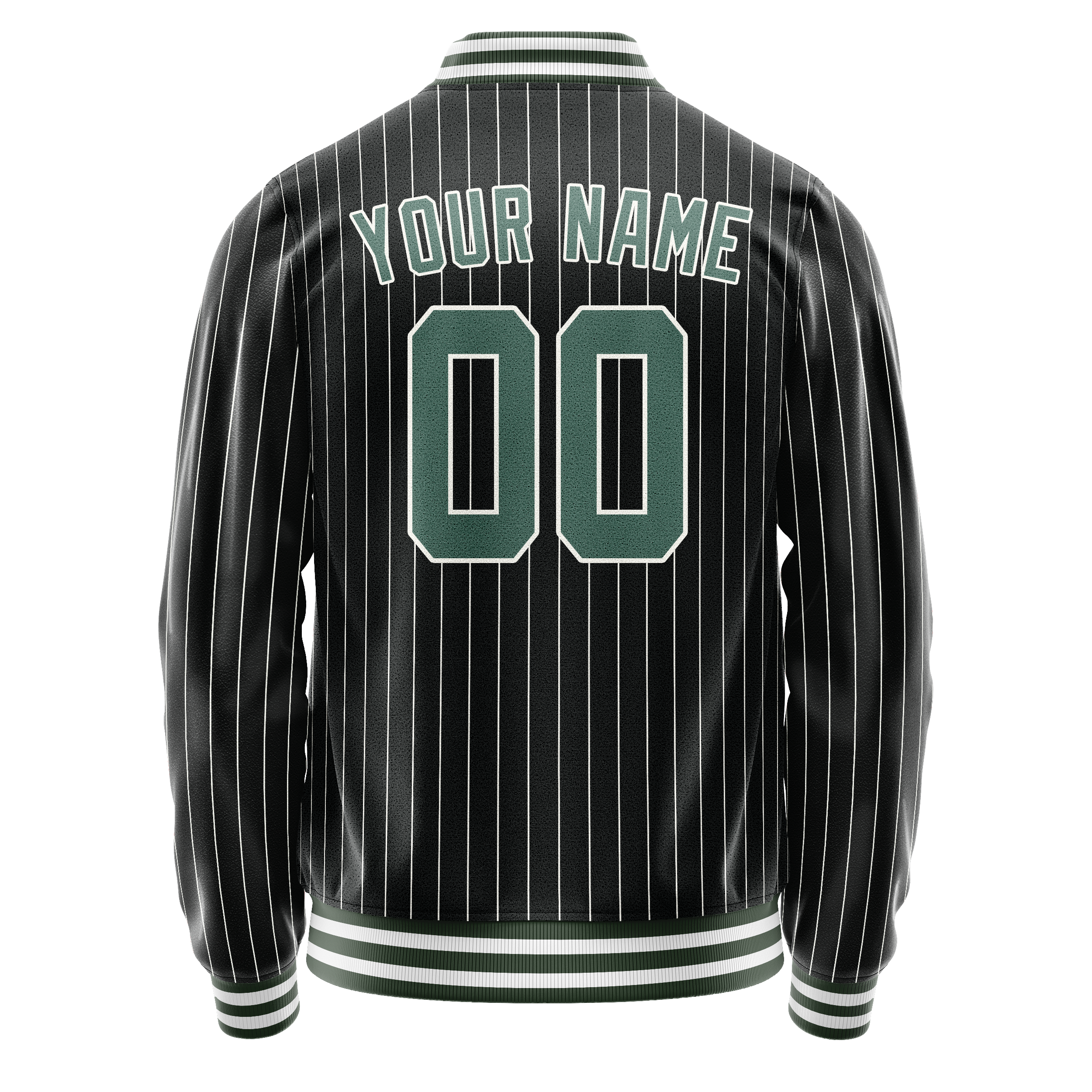 Custom Black Teal White Pinstripe Varsity Letterman Jacket JA02240617HF041