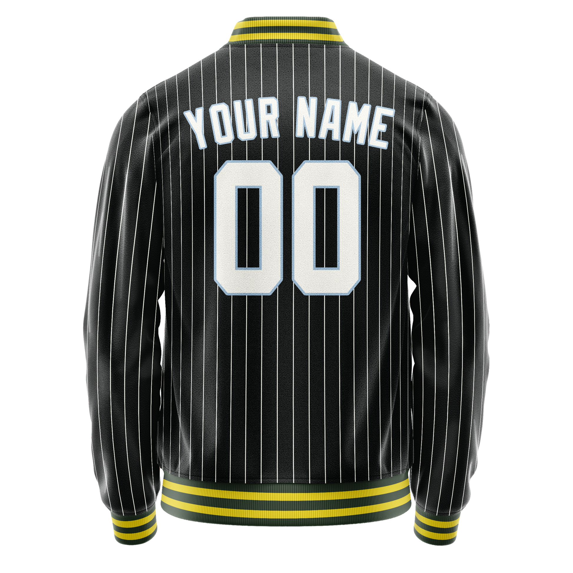 Custom Black White Gray Pinstripe Varsity Letterman Jacket JA02240617HF045