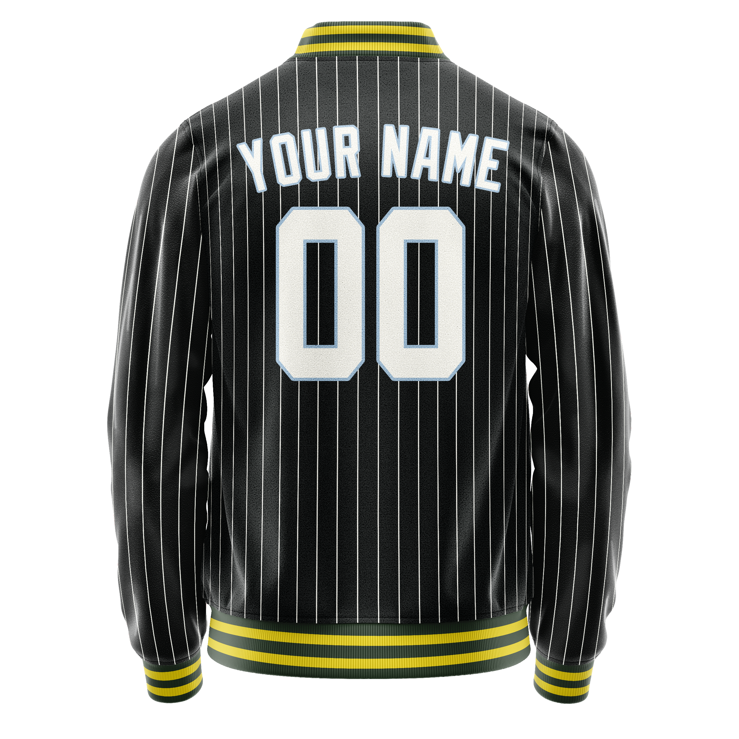 Custom Black White Gray Pinstripe Varsity Letterman Jacket JA02240617HF045
