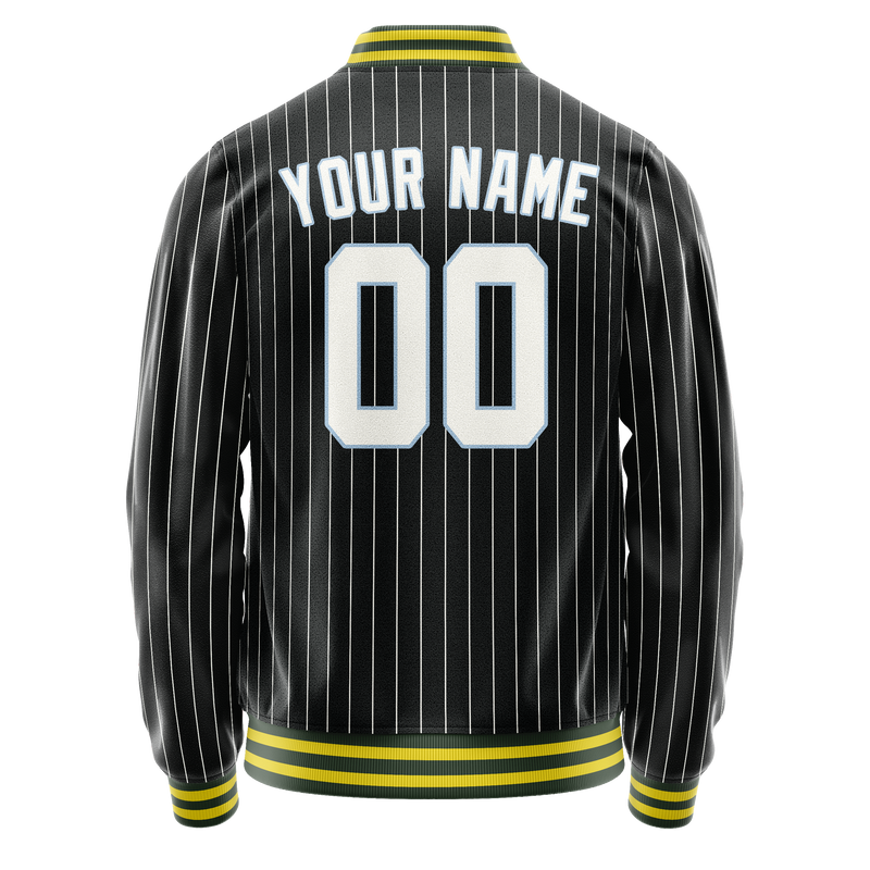 Custom Black White Gray Pinstripe Varsity Letterman Jacket JA02240617HF045