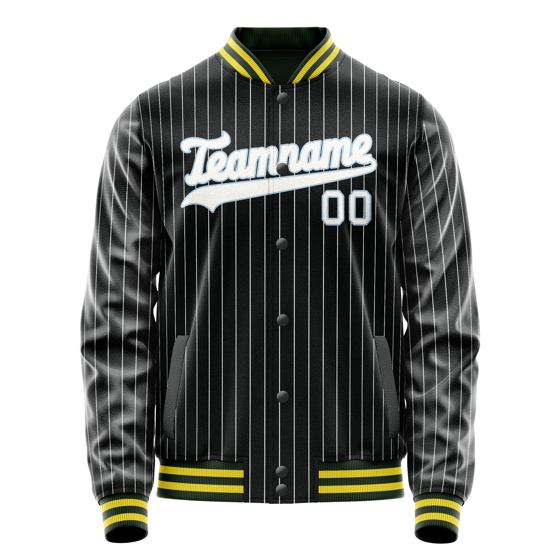 Custom Black White Gray Pinstripe Varsity Letterman Jacket JA02240617HF045